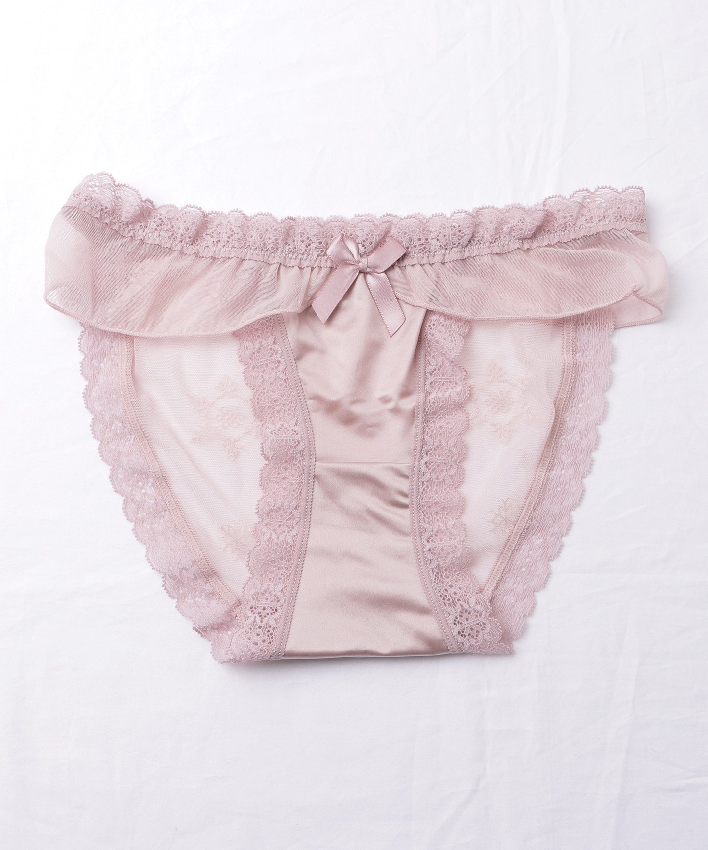 【5枚セット】リボン付きサテンストレッチフリルショーツ