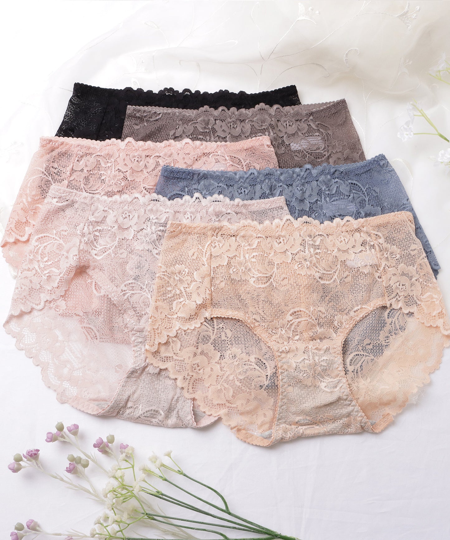 【6枚セット】総レース花柄ショーツ