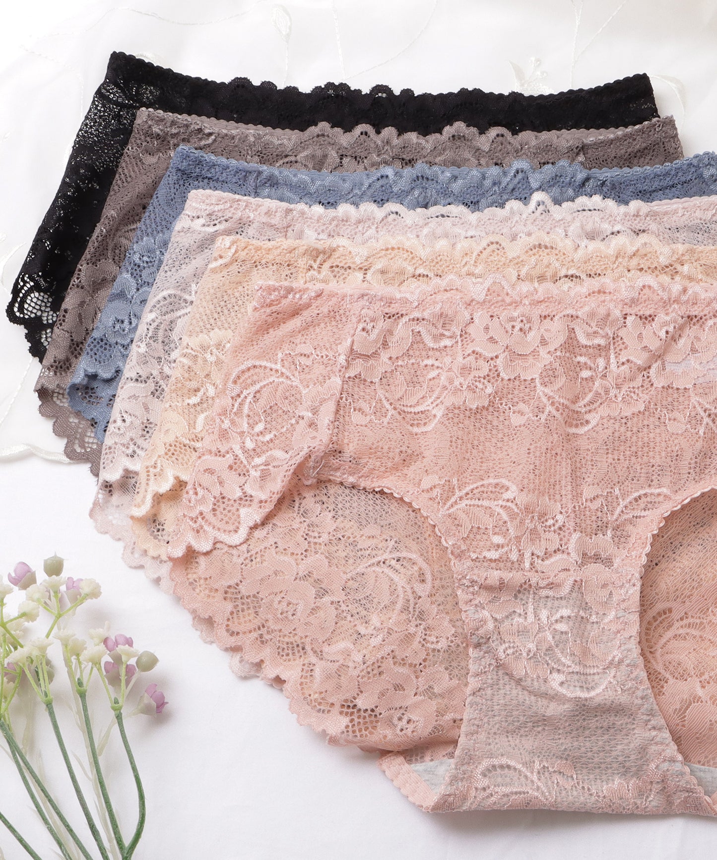 【6枚セット】総レース花柄ショーツ