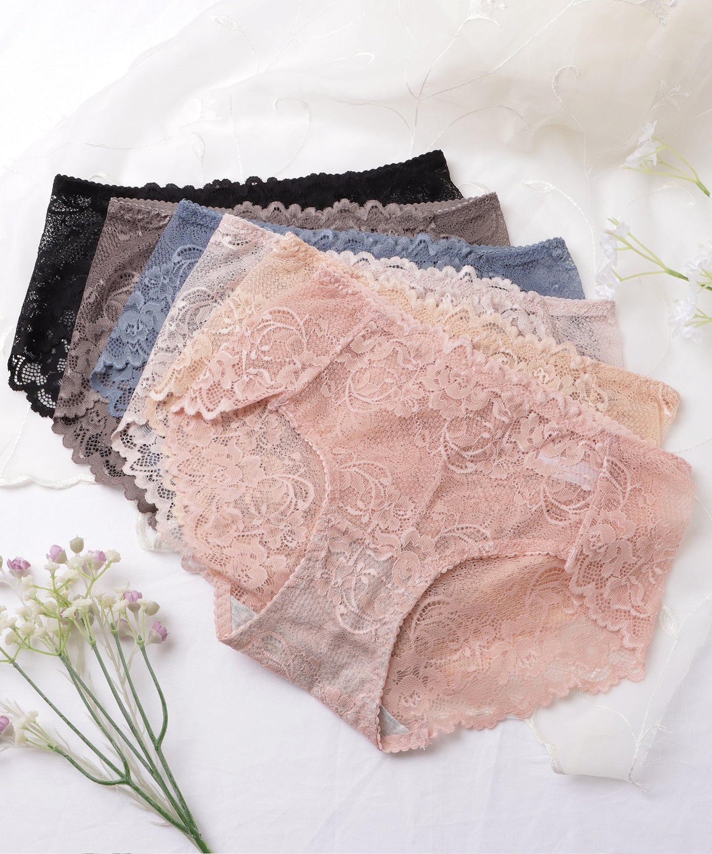 【6枚セット】総レース花柄ショーツ