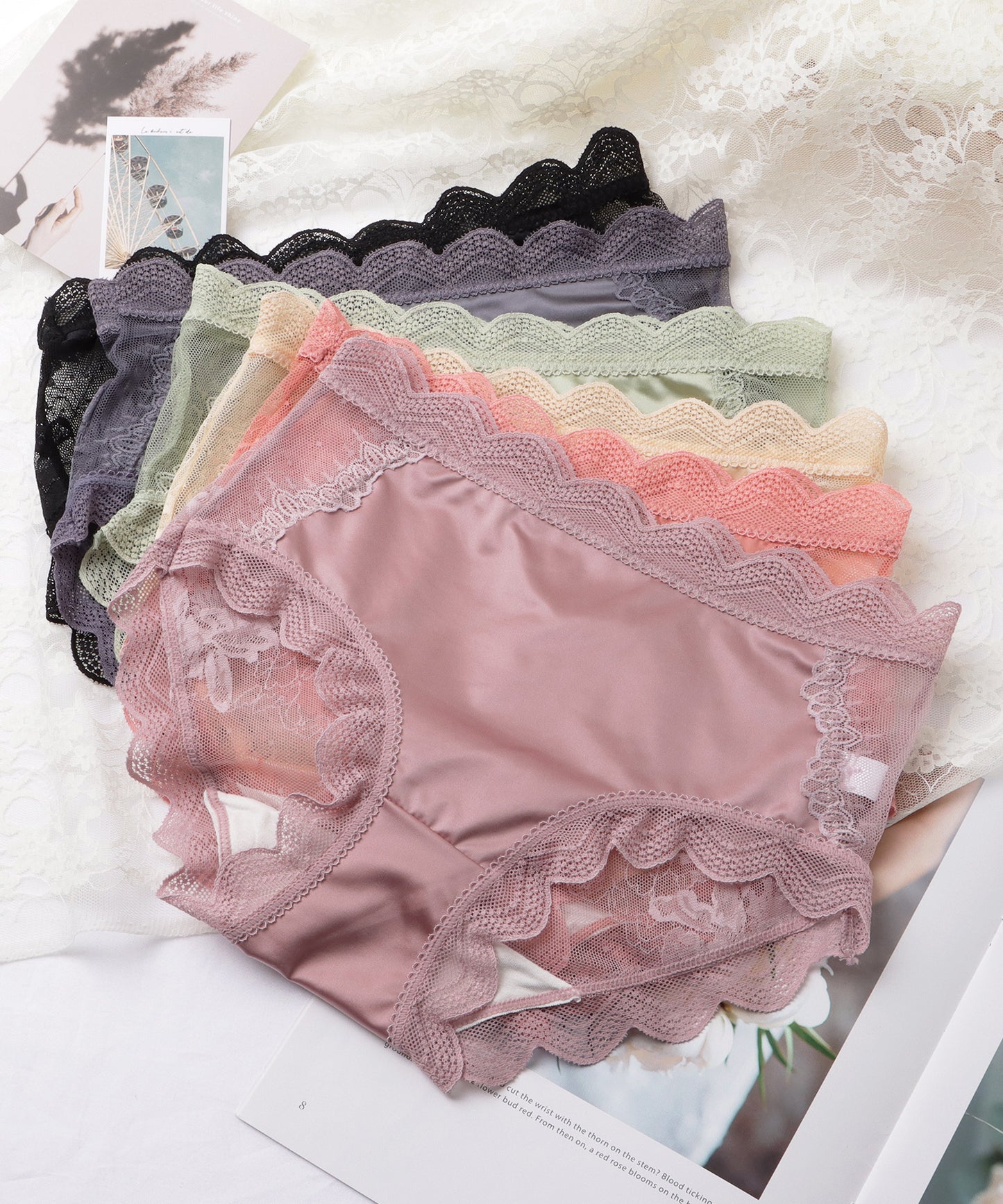 【6枚セット】レースドッキングスカラップショーツ