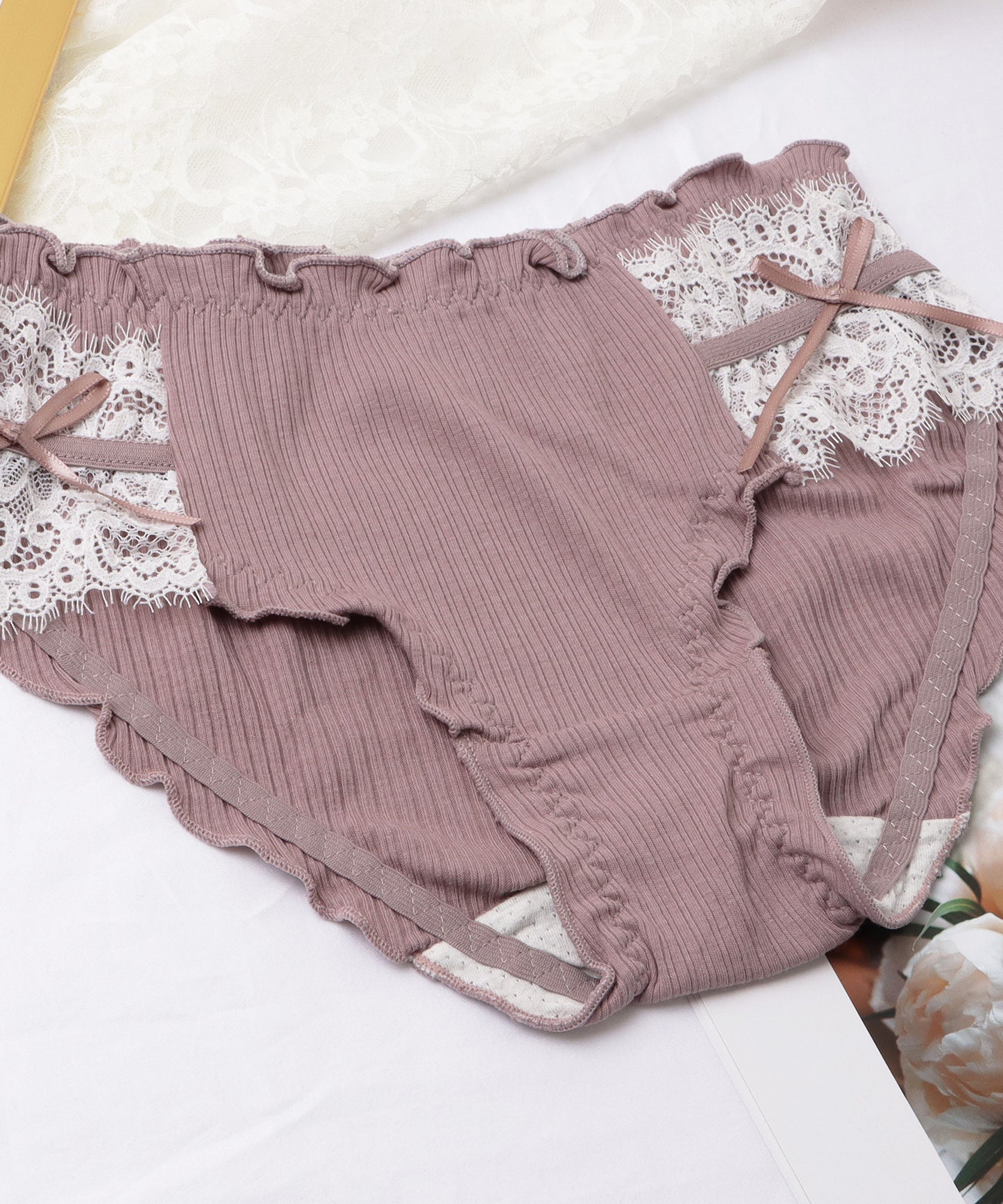 【8枚セット】レースドッキングストライプショーツ