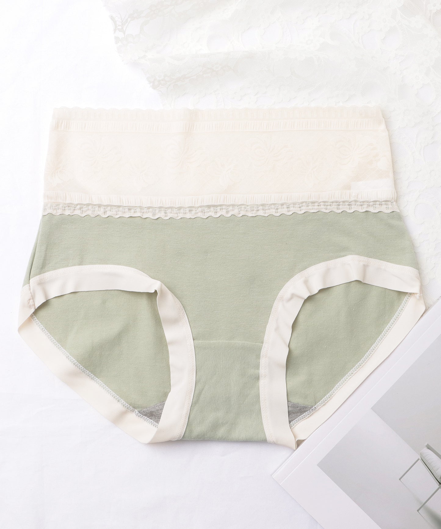 【6枚セット】ハイウエスト レース 配色 コットン ショーツ