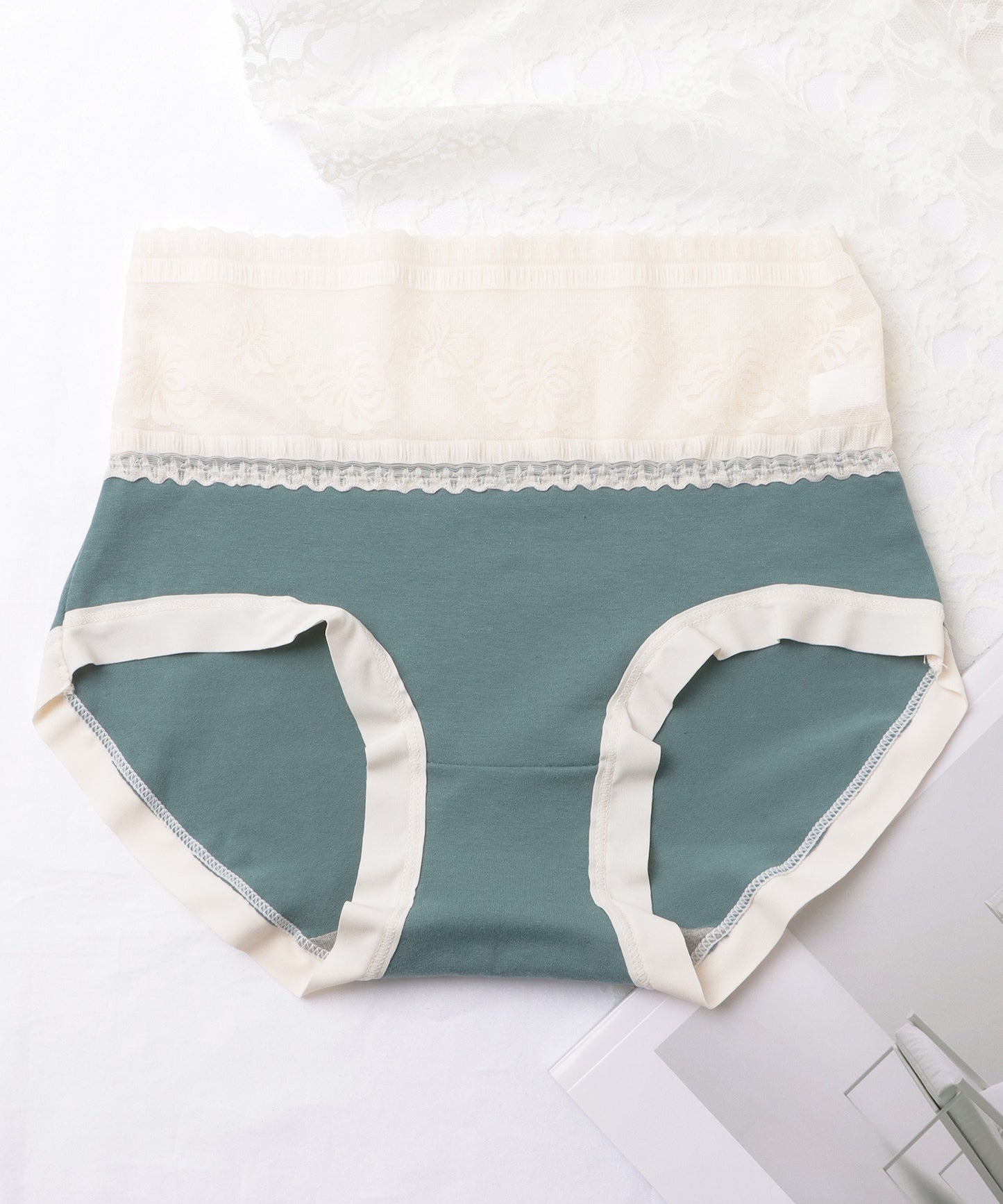 【6枚セット】ハイウエスト レース 配色 コットン ショーツ