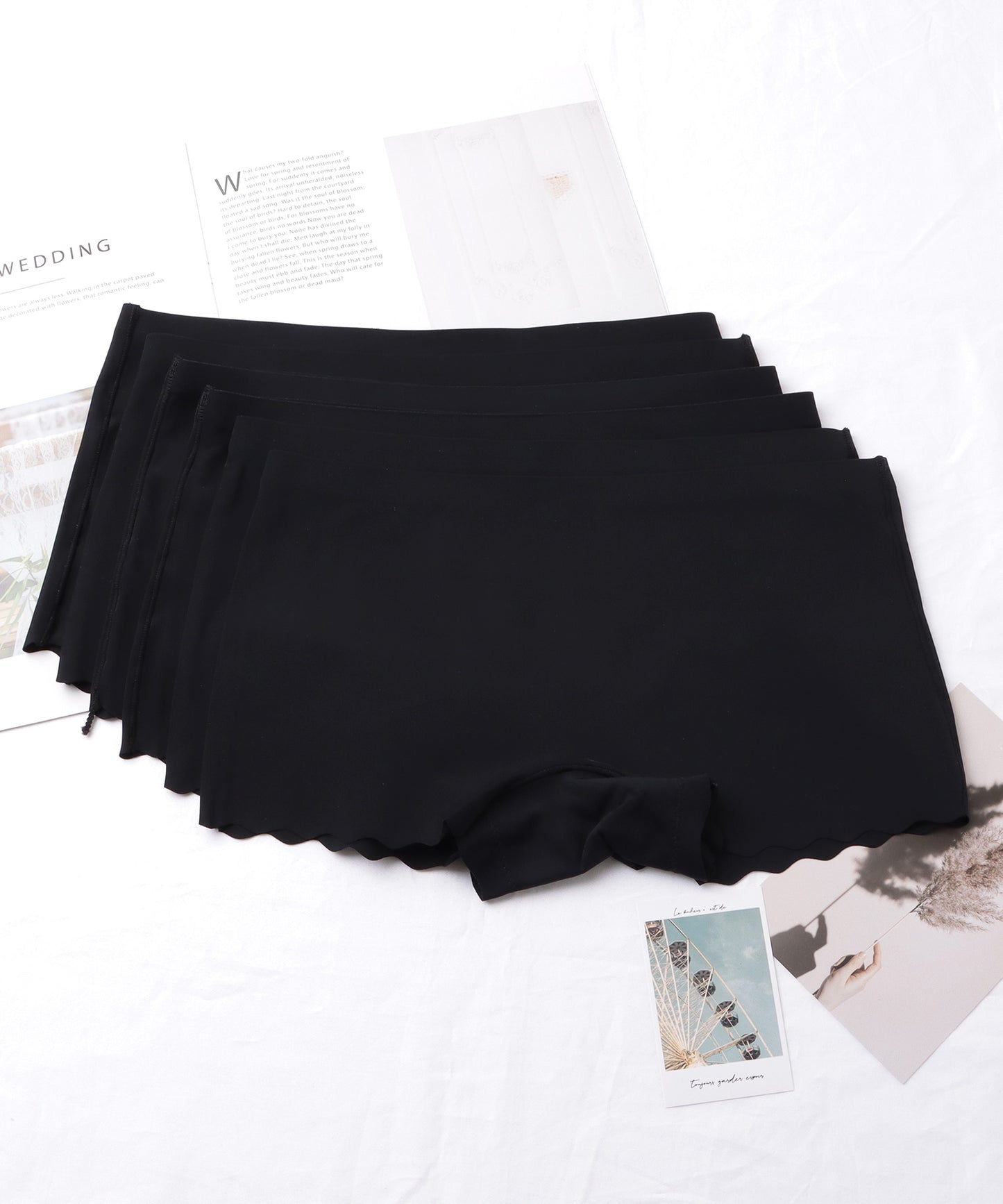 【6枚セット】シームレス スカラップ裾 ボクサー ショーツ