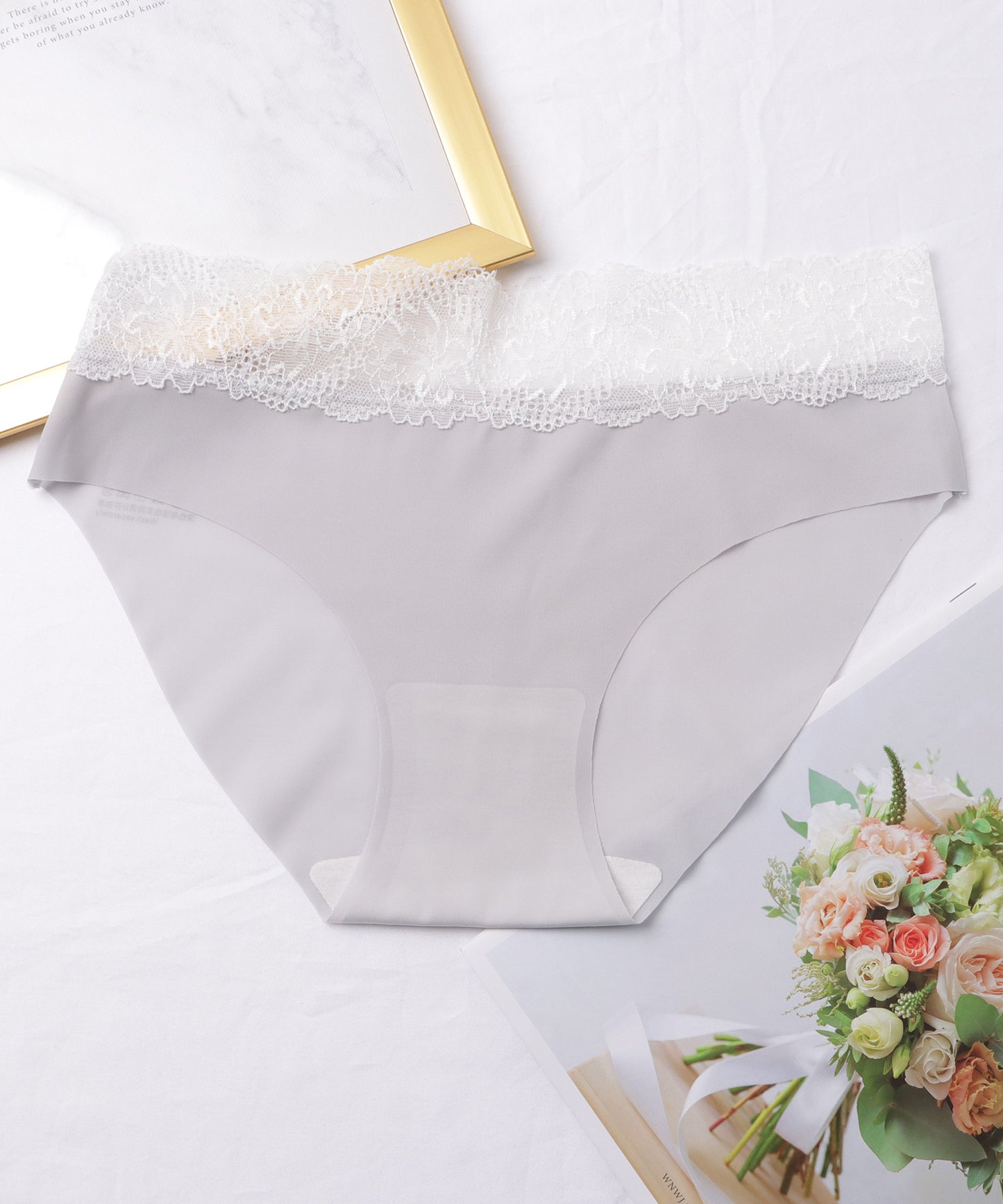【4枚セット】配色 レース シームレス ローライズ ショーツ