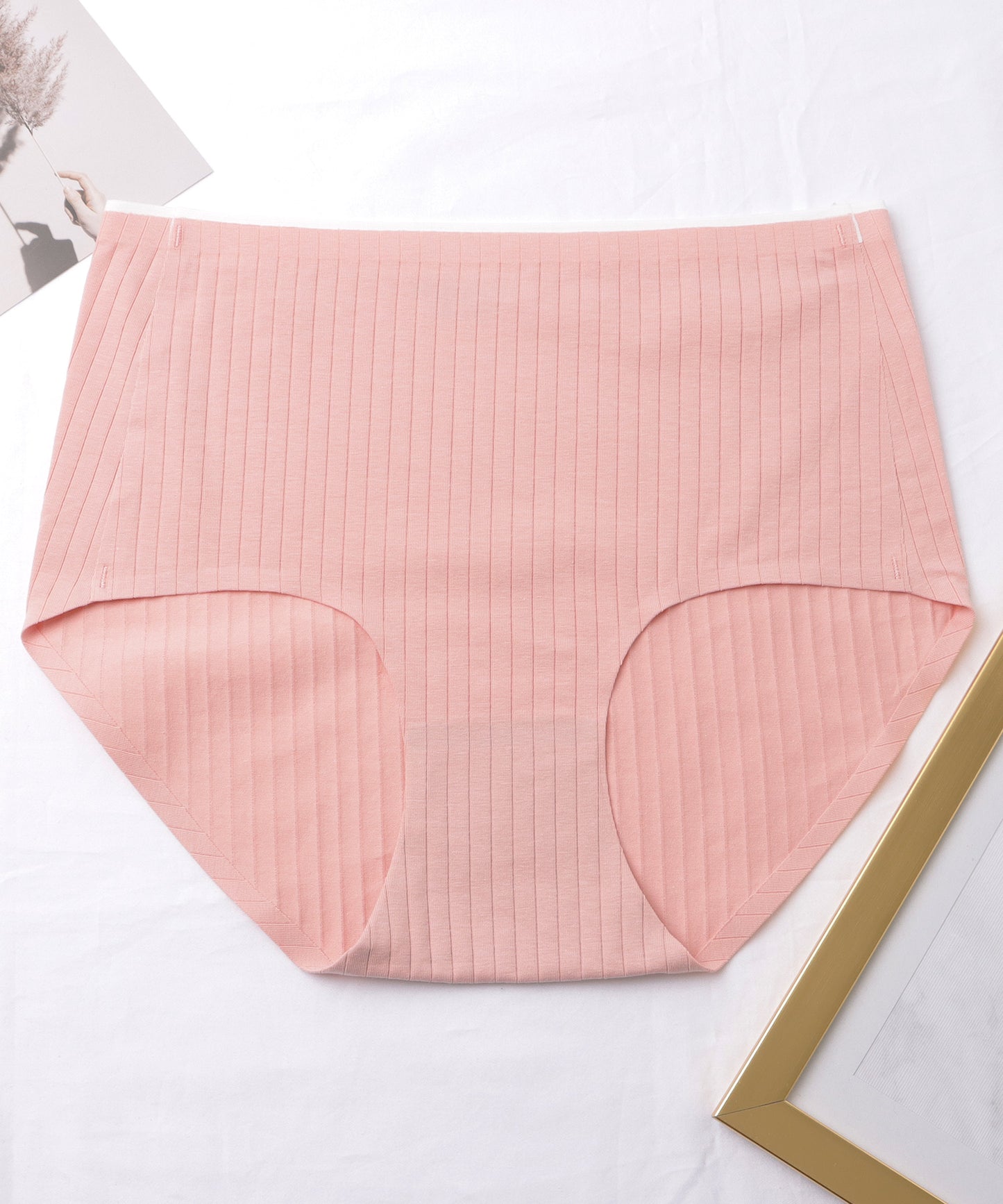 【6枚セット】ハイウエスト リブ ライン ベーシック コットン ショーツ