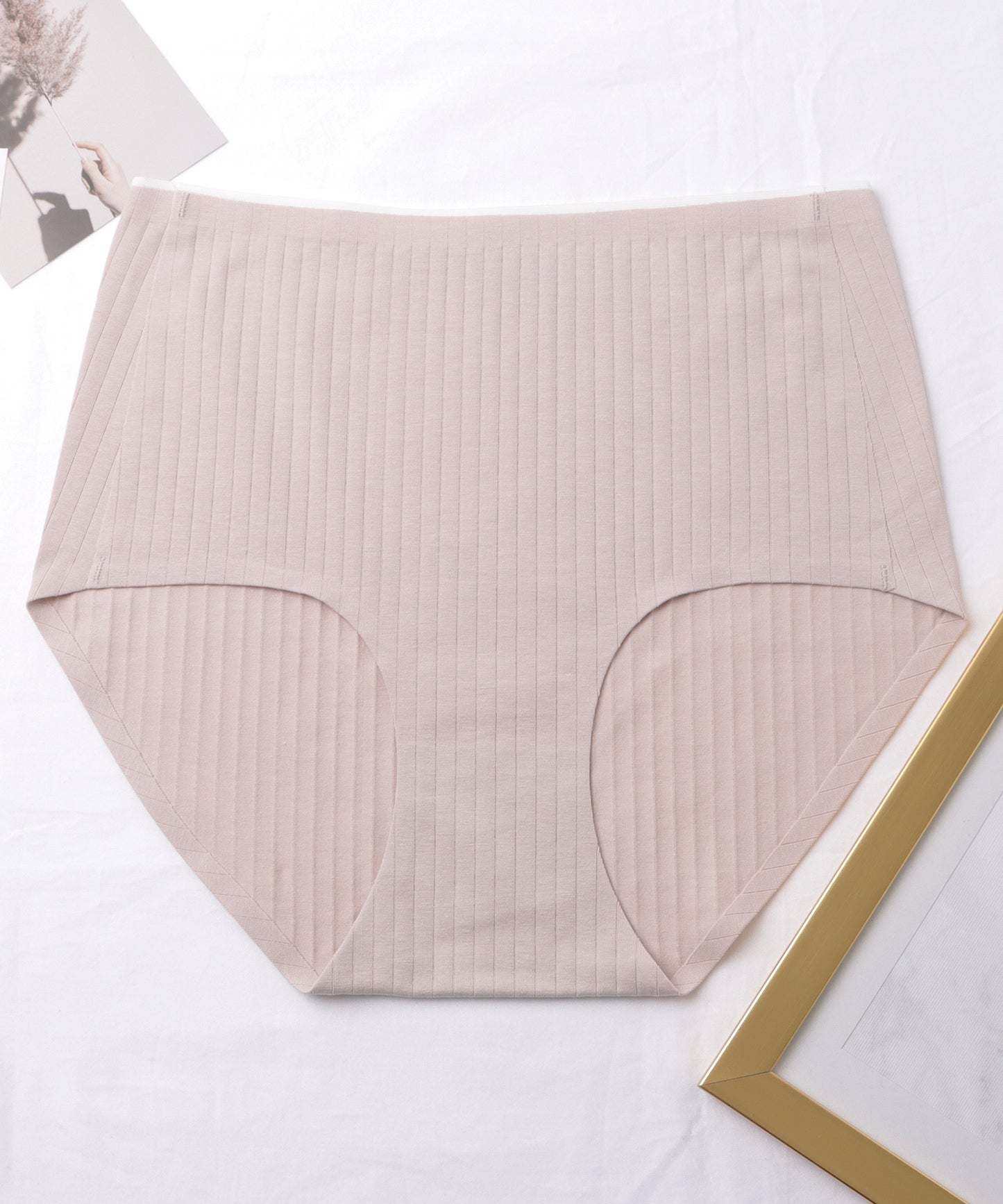 【6枚セット】ハイウエスト リブ ライン ベーシック コットン ショーツ