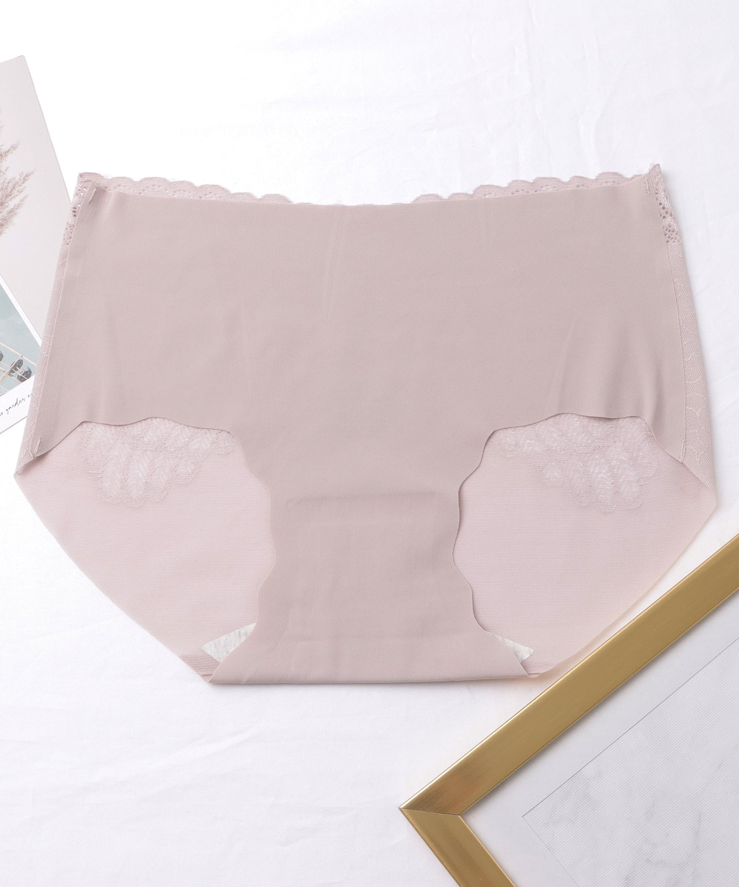 【5枚セット】バックレース ウエーブ裾 シームレス ショーツ