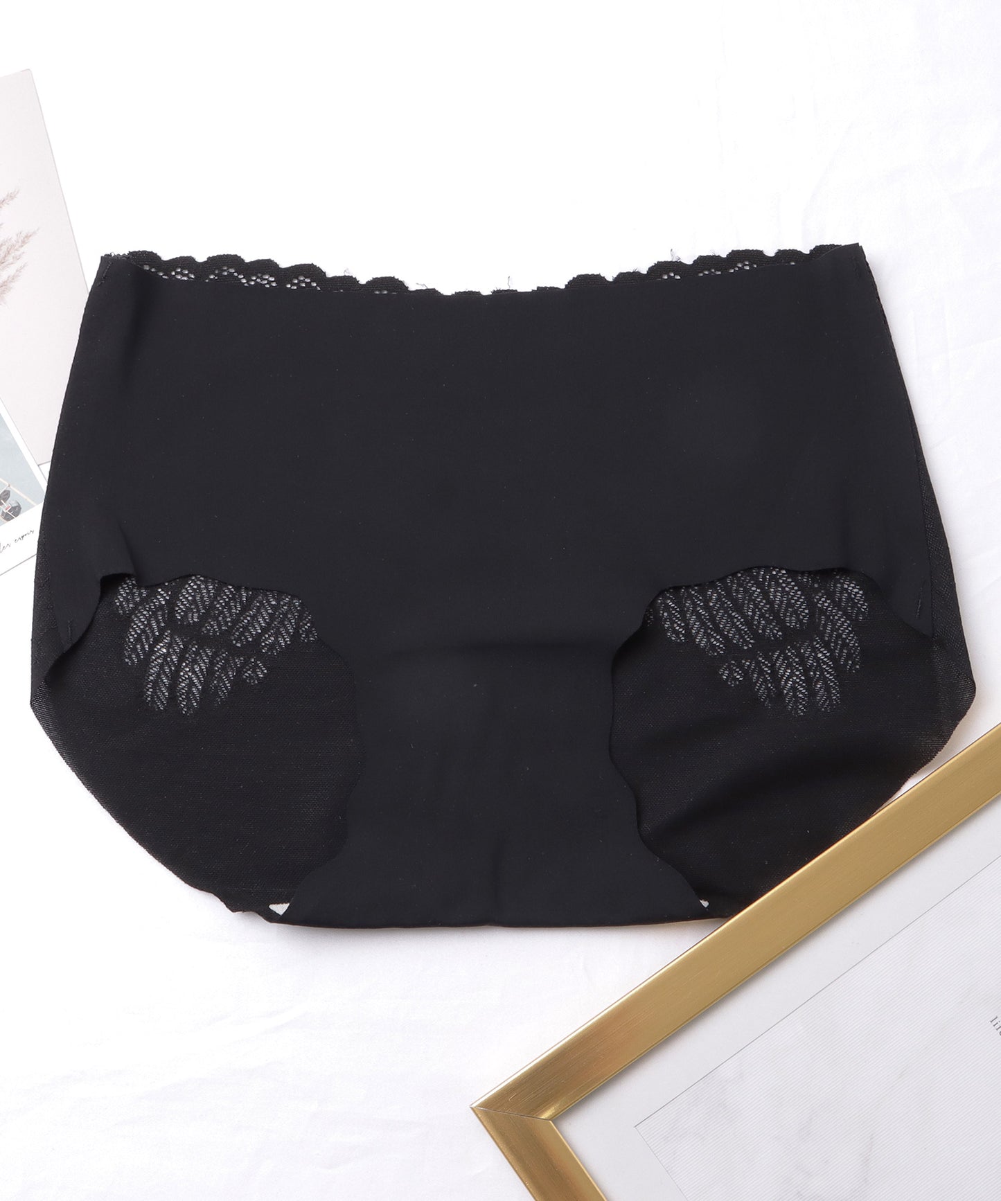 【5枚セット】バックレース ウエーブ裾 シームレス ショーツ