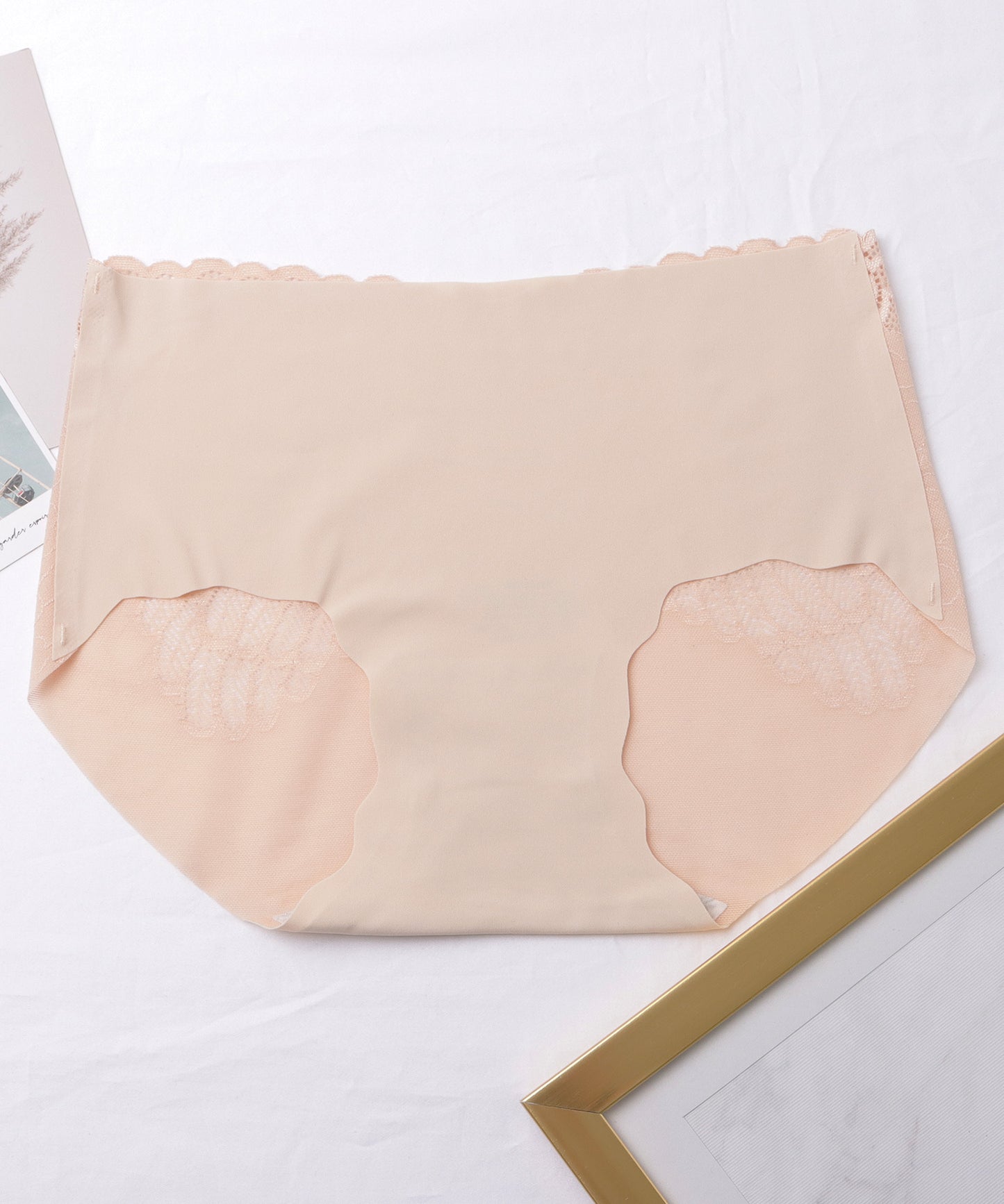 【5枚セット】バックレース ウエーブ裾 シームレス ショーツ