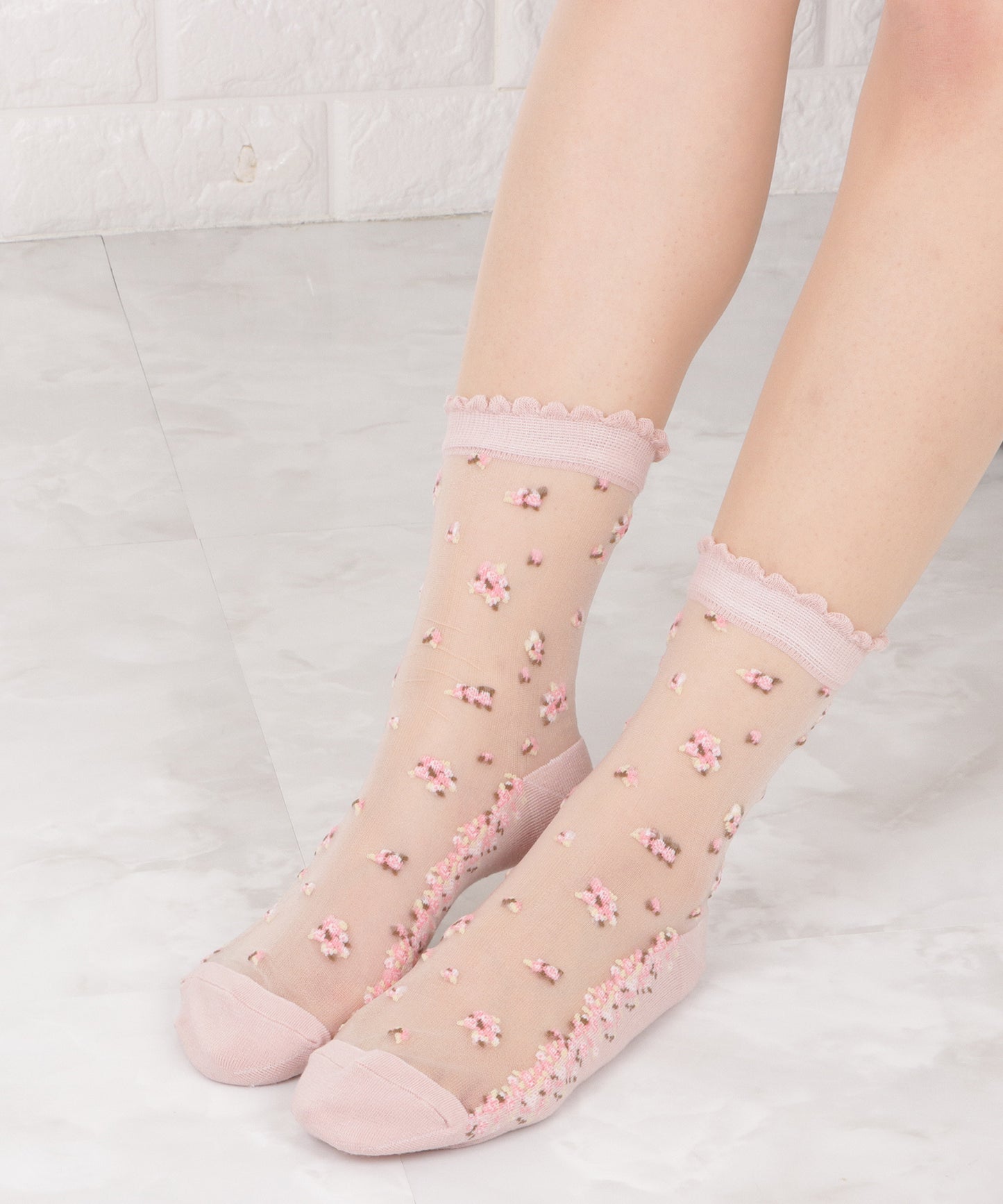 【5色組】 花柄シースルーソックスセット