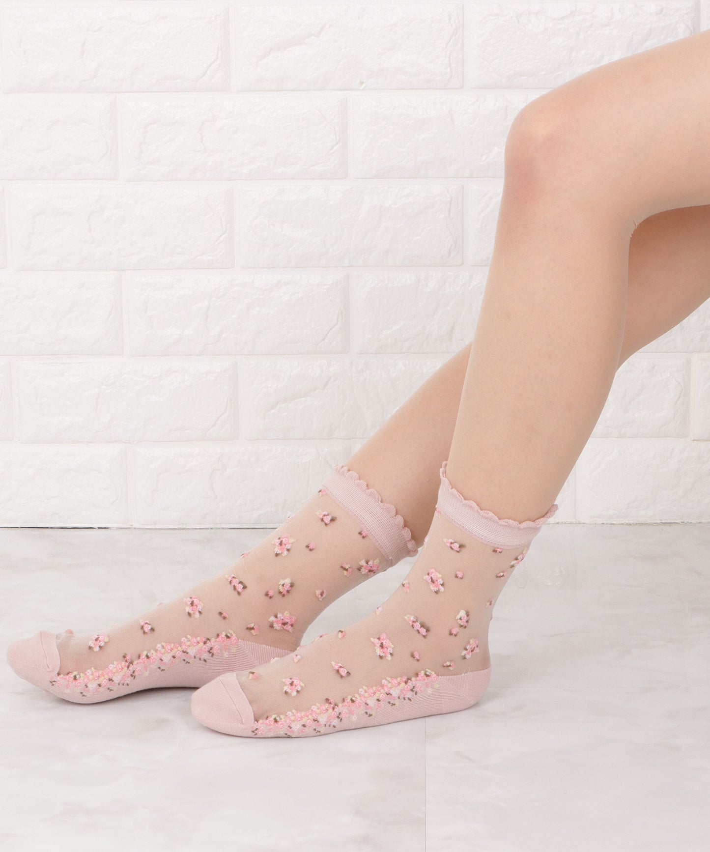 【5色組】 花柄シースルーソックスセット