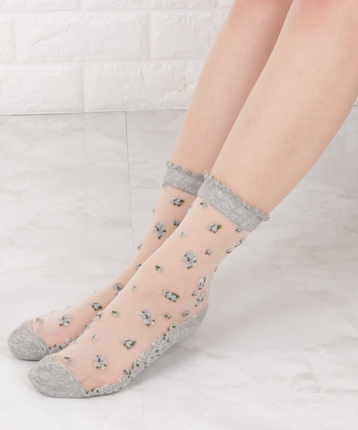 【5色組】 花柄シースルーソックスセット