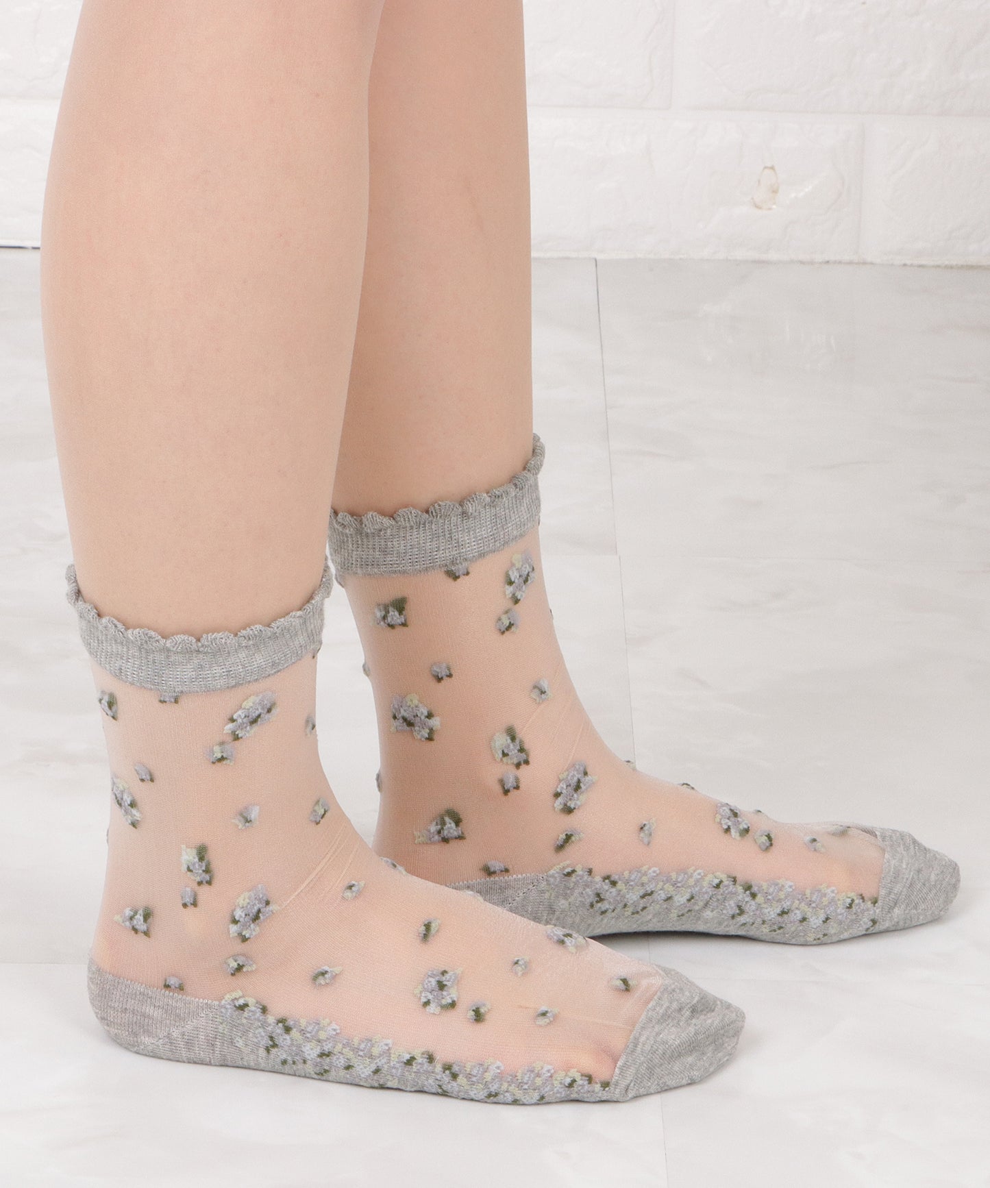 【5色組】 花柄シースルーソックスセット
