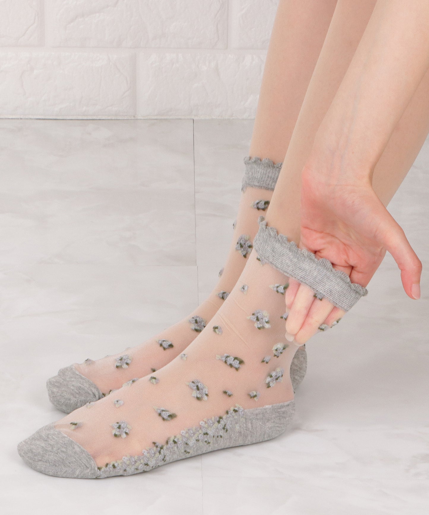 【5色組】 花柄シースルーソックスセット