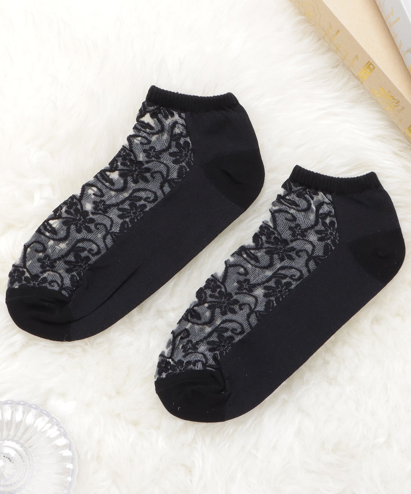 【5色組】花柄シースルーくるぶしソックスセット