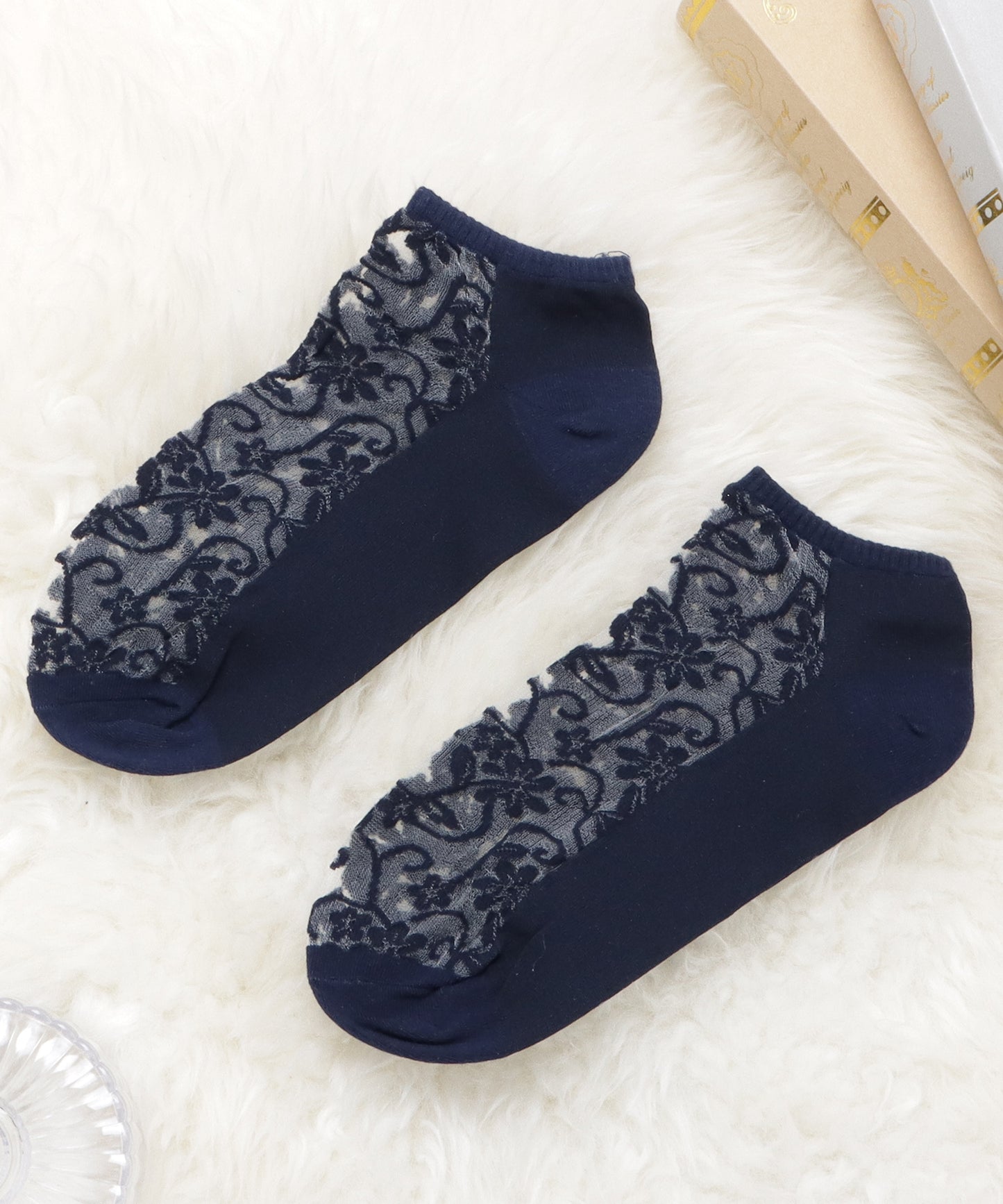 【5色組】花柄シースルーくるぶしソックスセット