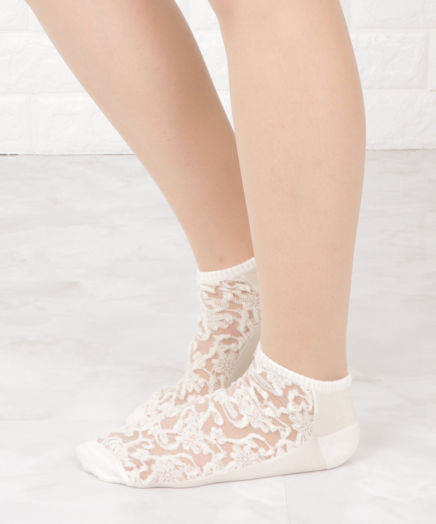 【5色組】花柄シースルーくるぶしソックスセット