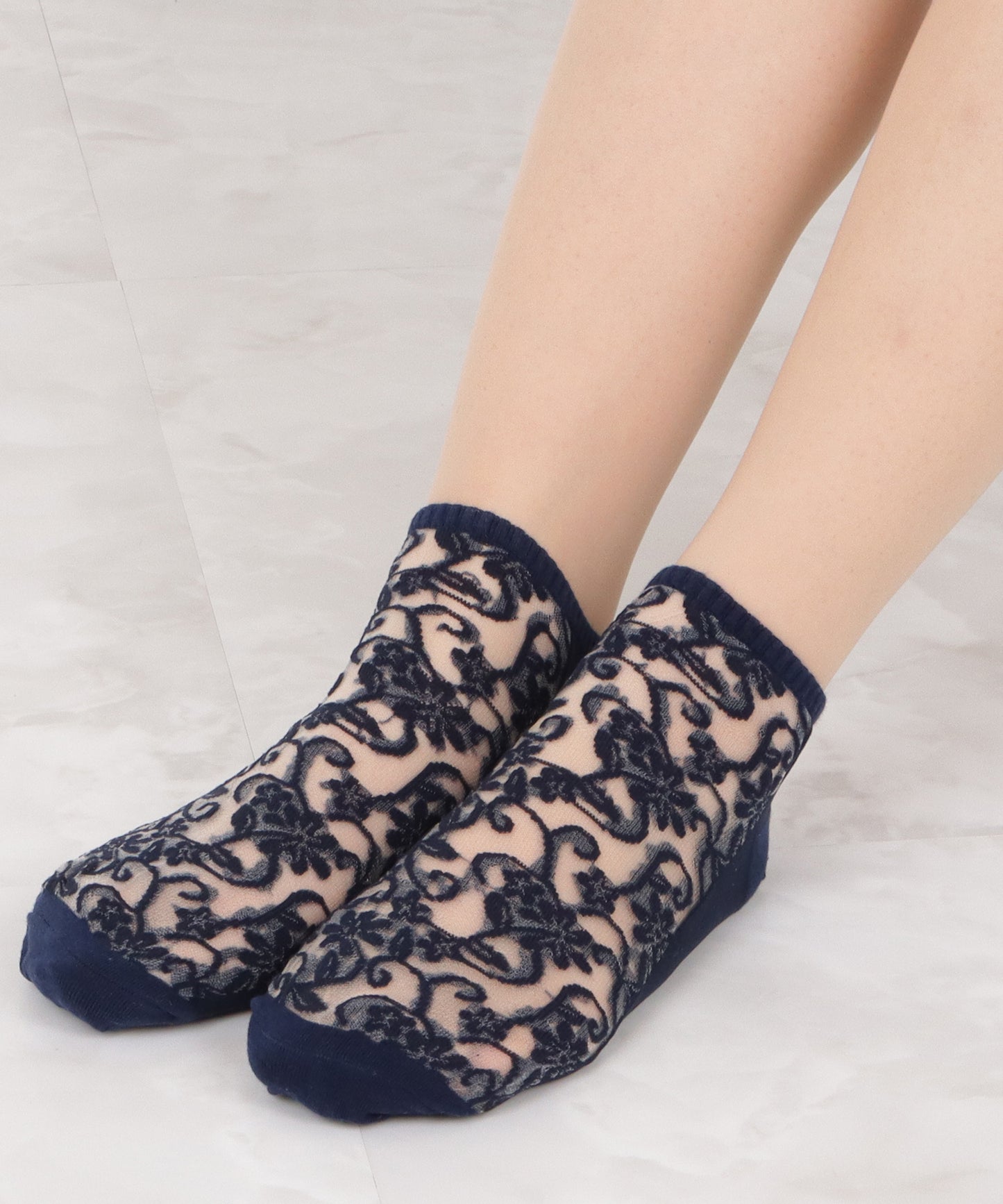 【5色組】花柄シースルーくるぶしソックスセット