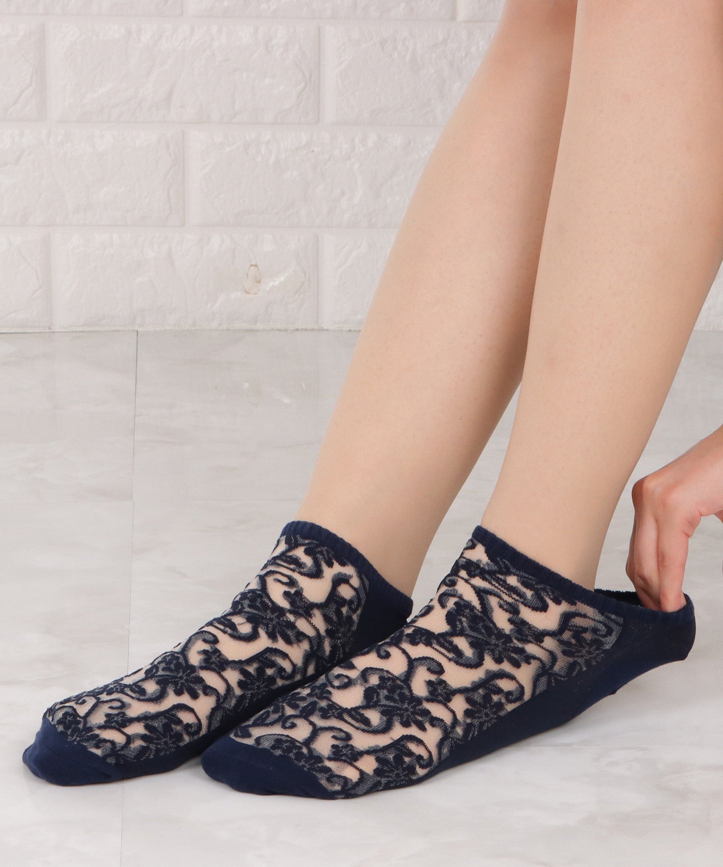【5色組】花柄シースルーくるぶしソックスセット