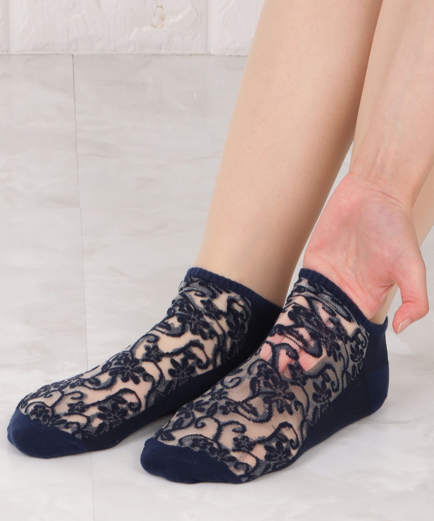 【5色組】花柄シースルーくるぶしソックスセット