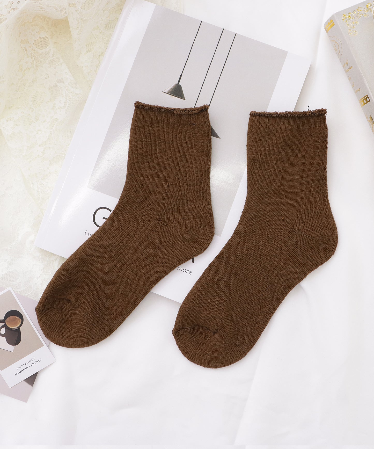 【10足セット】裏起毛ショート丈無地あったかソックス