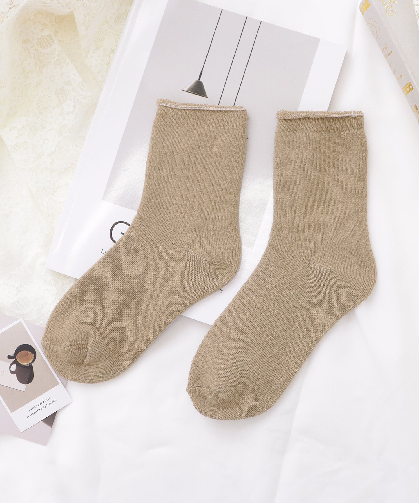 【10足セット】裏起毛ショート丈無地あったかソックス