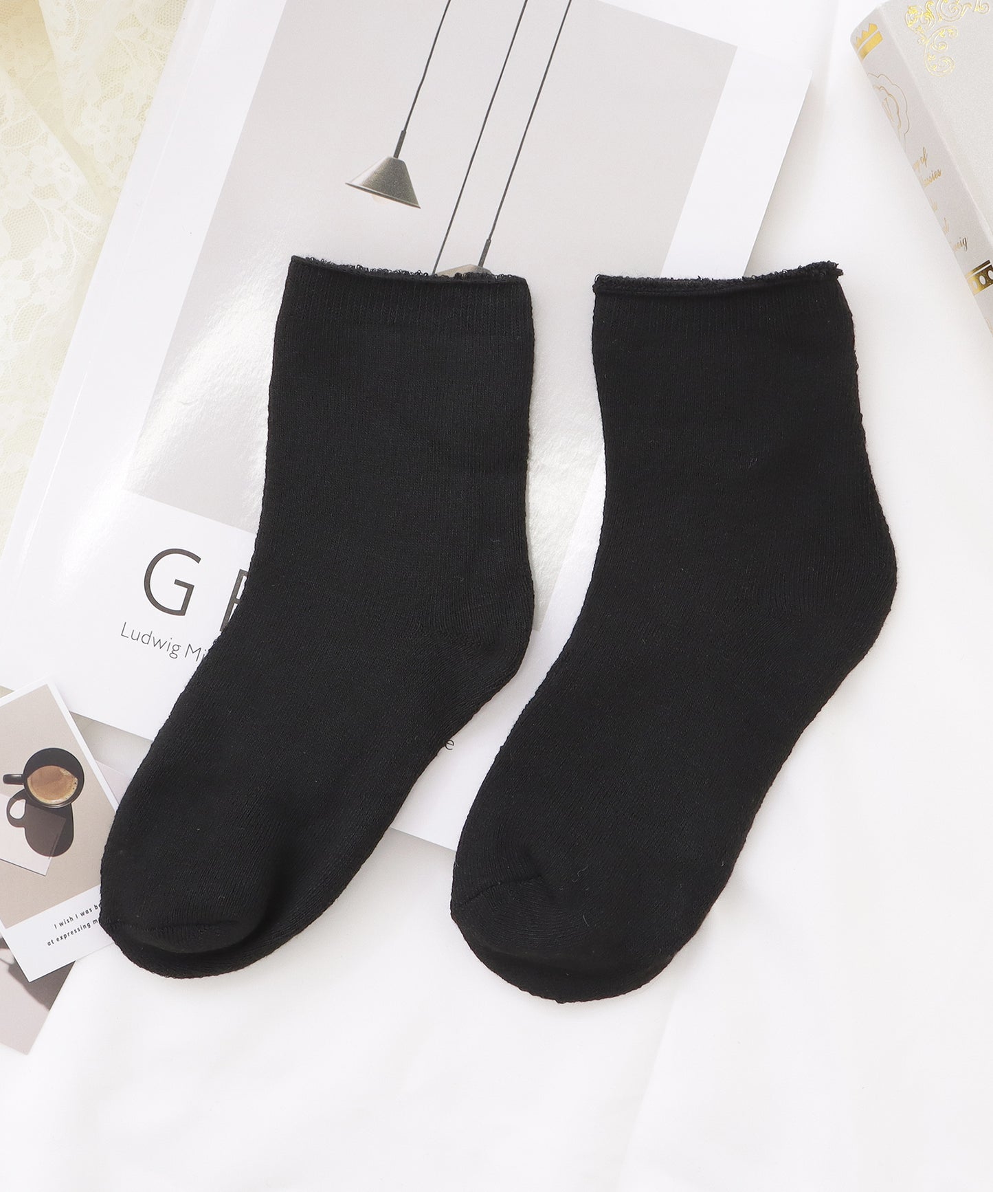 【10足セット】裏起毛ショート丈無地あったかソックス