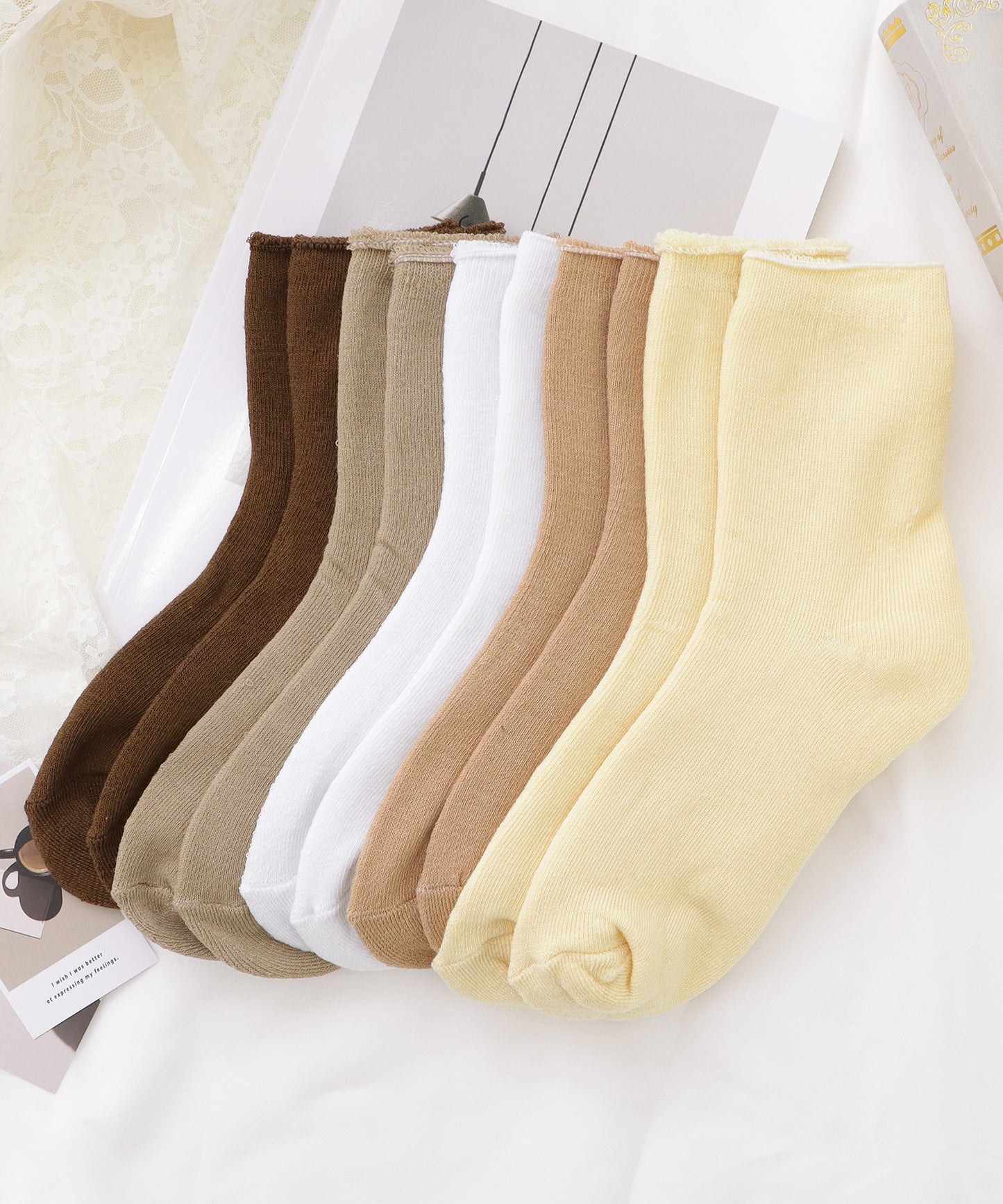 【10足セット】裏起毛ショート丈無地あったかソックス