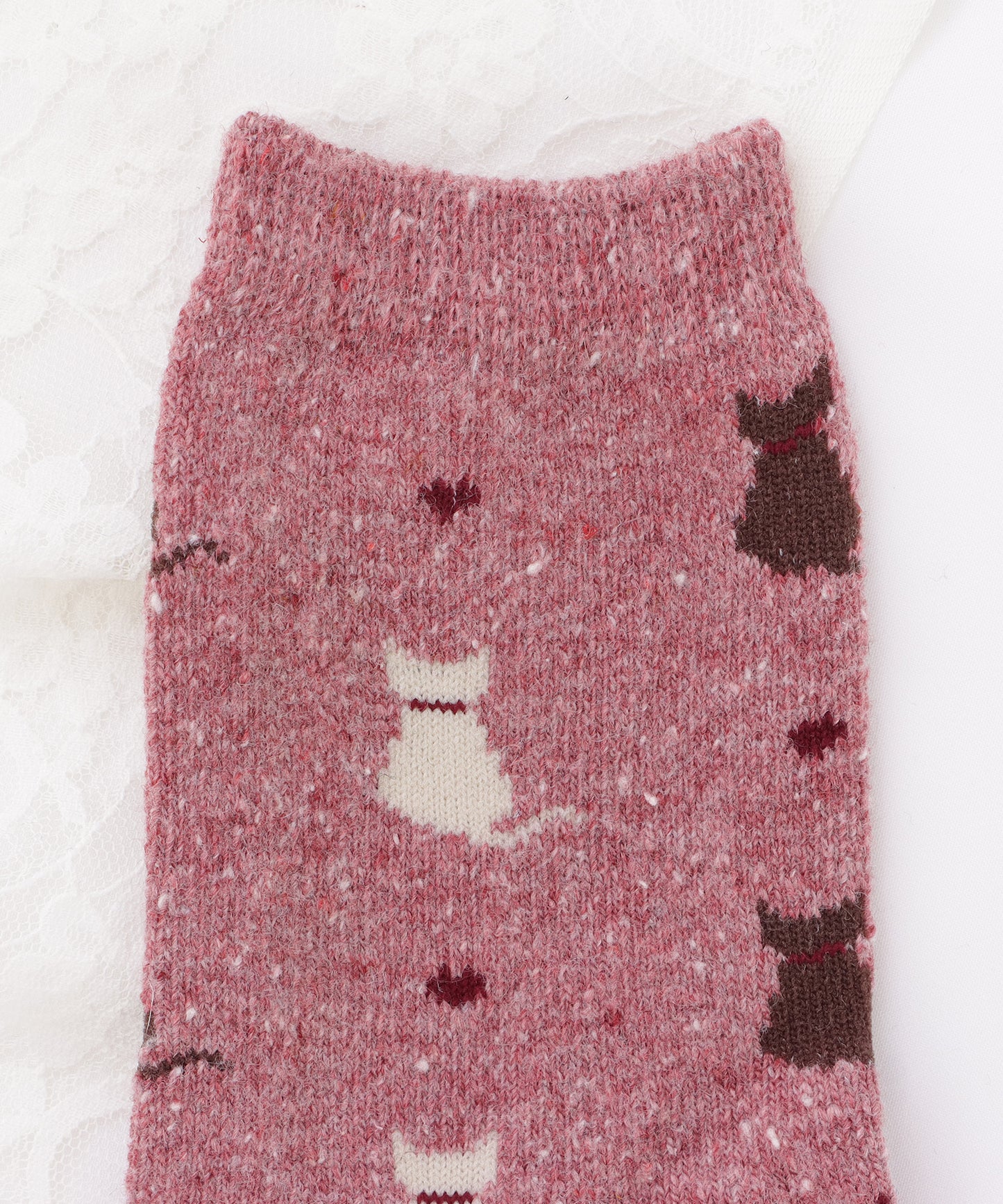 【5足セット】猫柄レトロデザインレギュラー丈ミックスソックス
