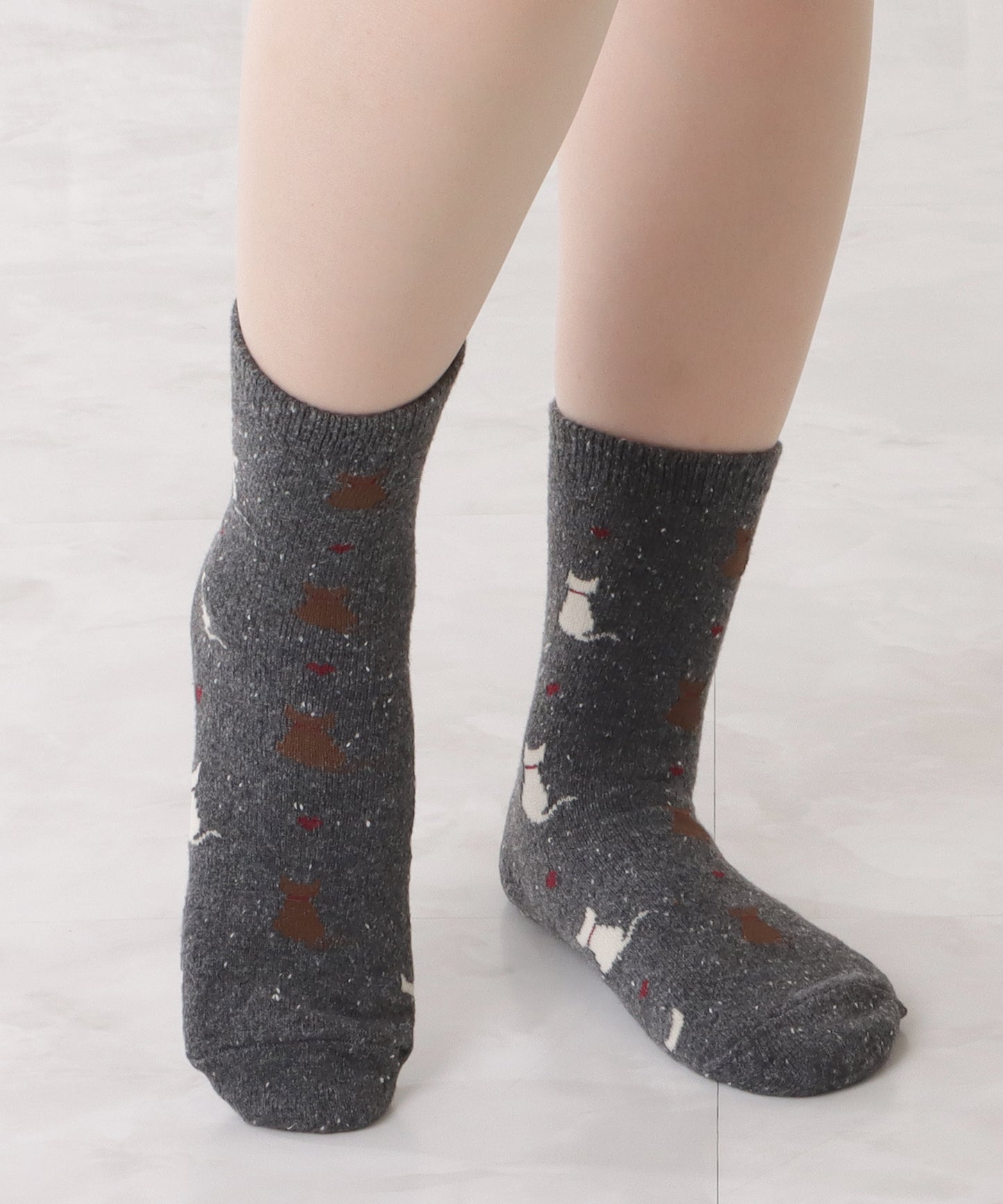 【5足セット】猫柄レトロデザインレギュラー丈ミックスソックス