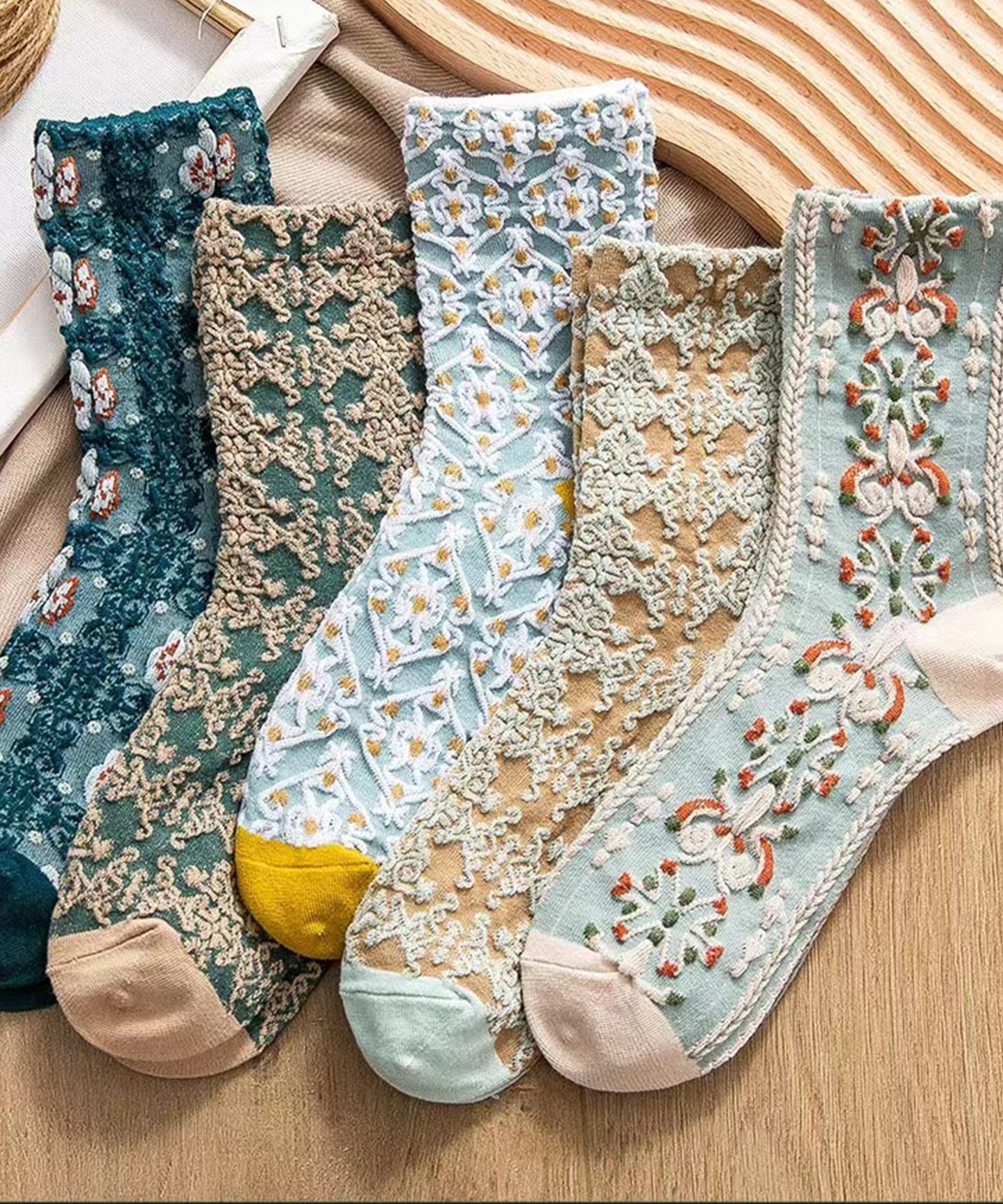 【10足セット】ショート丈立体ジャカードデザインソックス