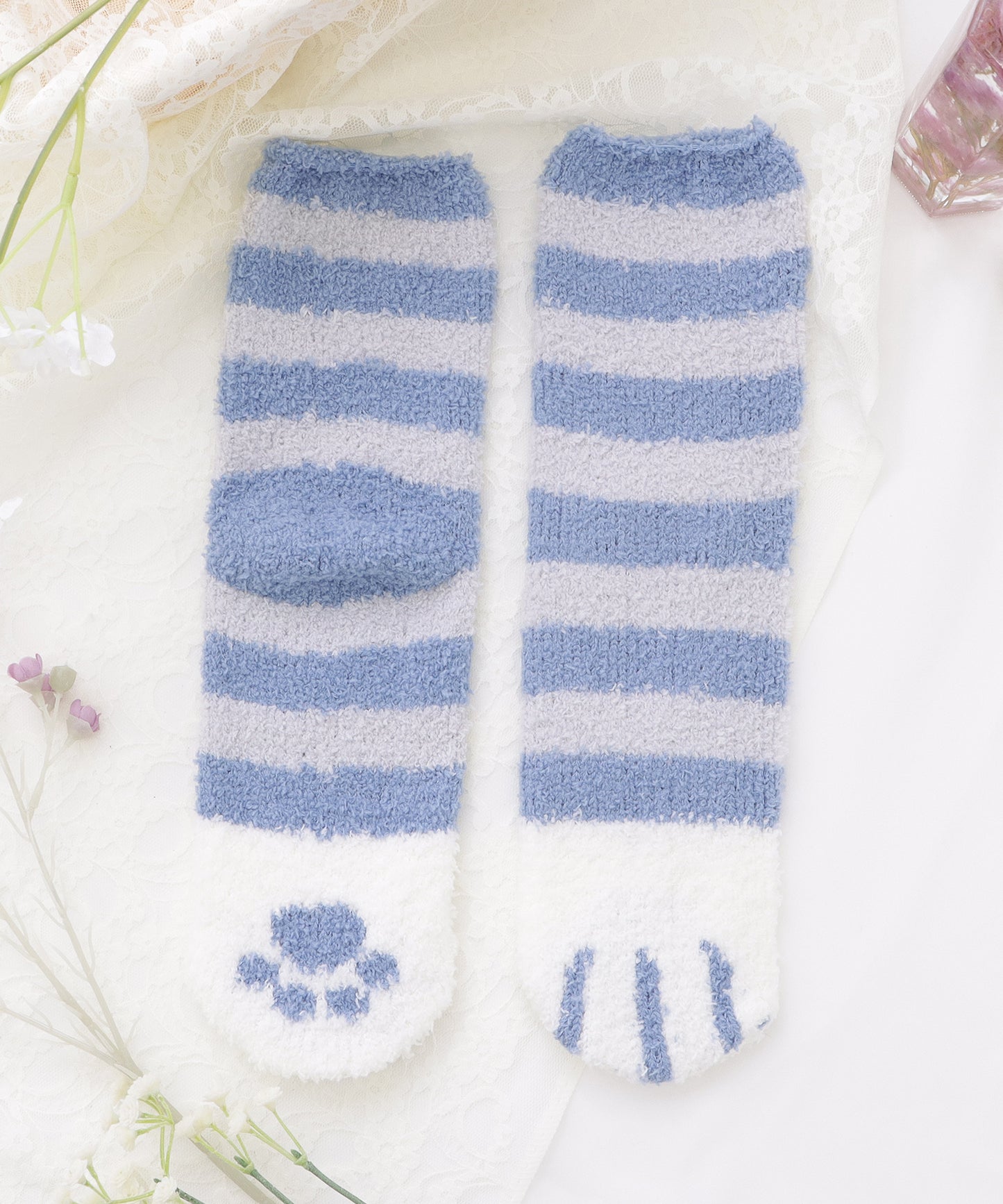 【10足セット】猫足デザインふわもちルームソックス