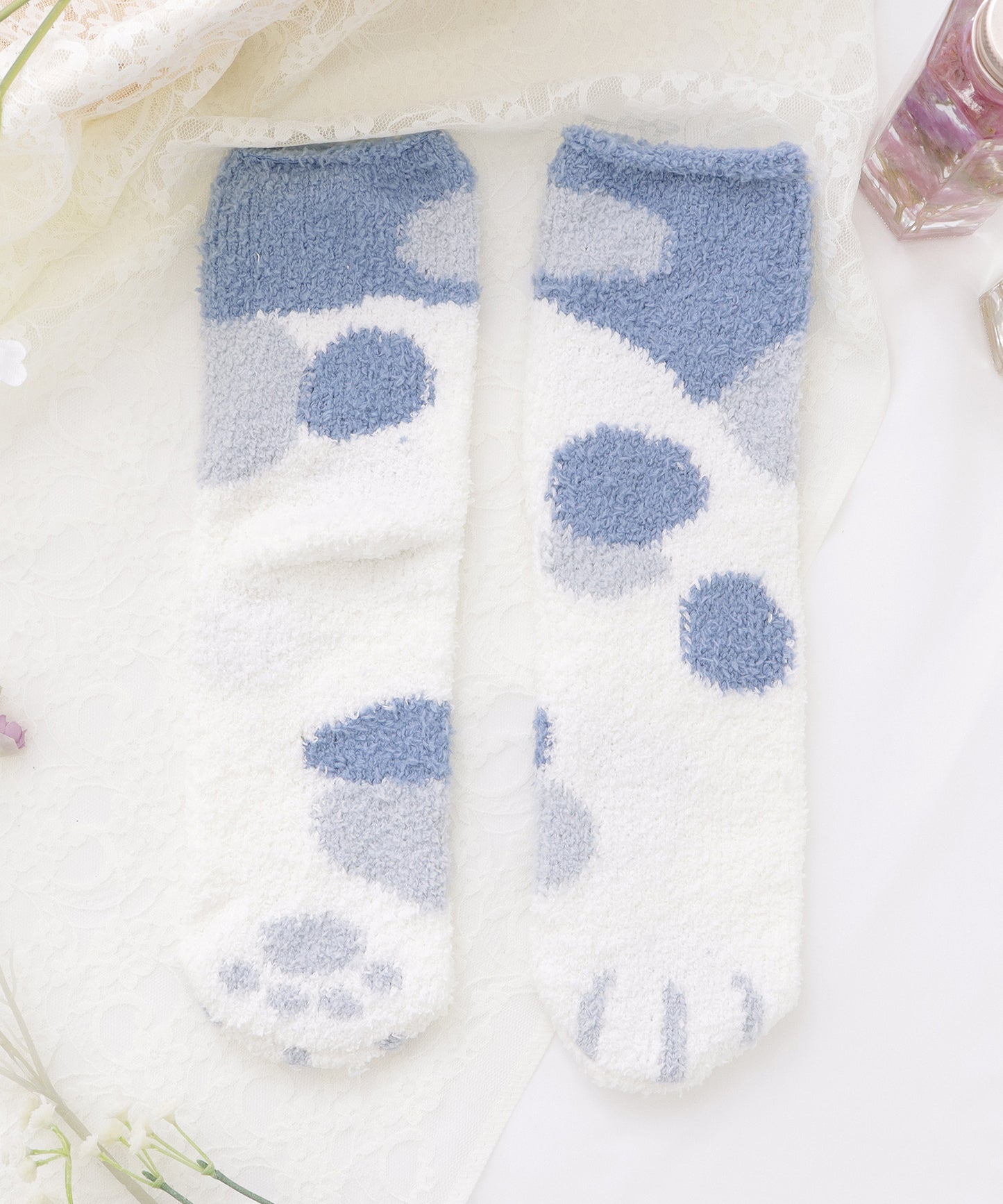 【10足セット】猫足デザインふわもちルームソックス