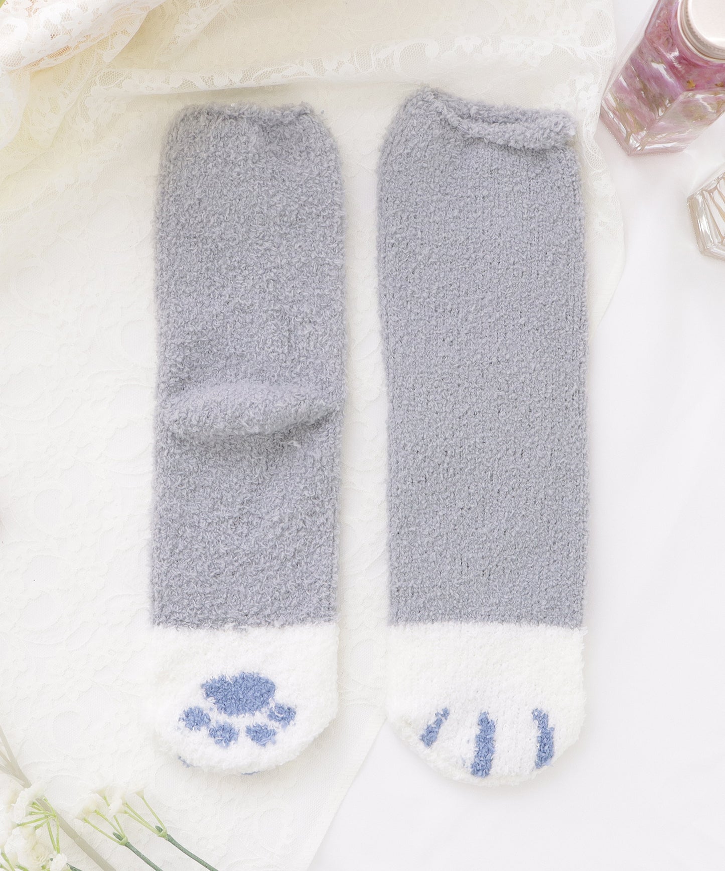 【10足セット】猫足デザインふわもちルームソックス