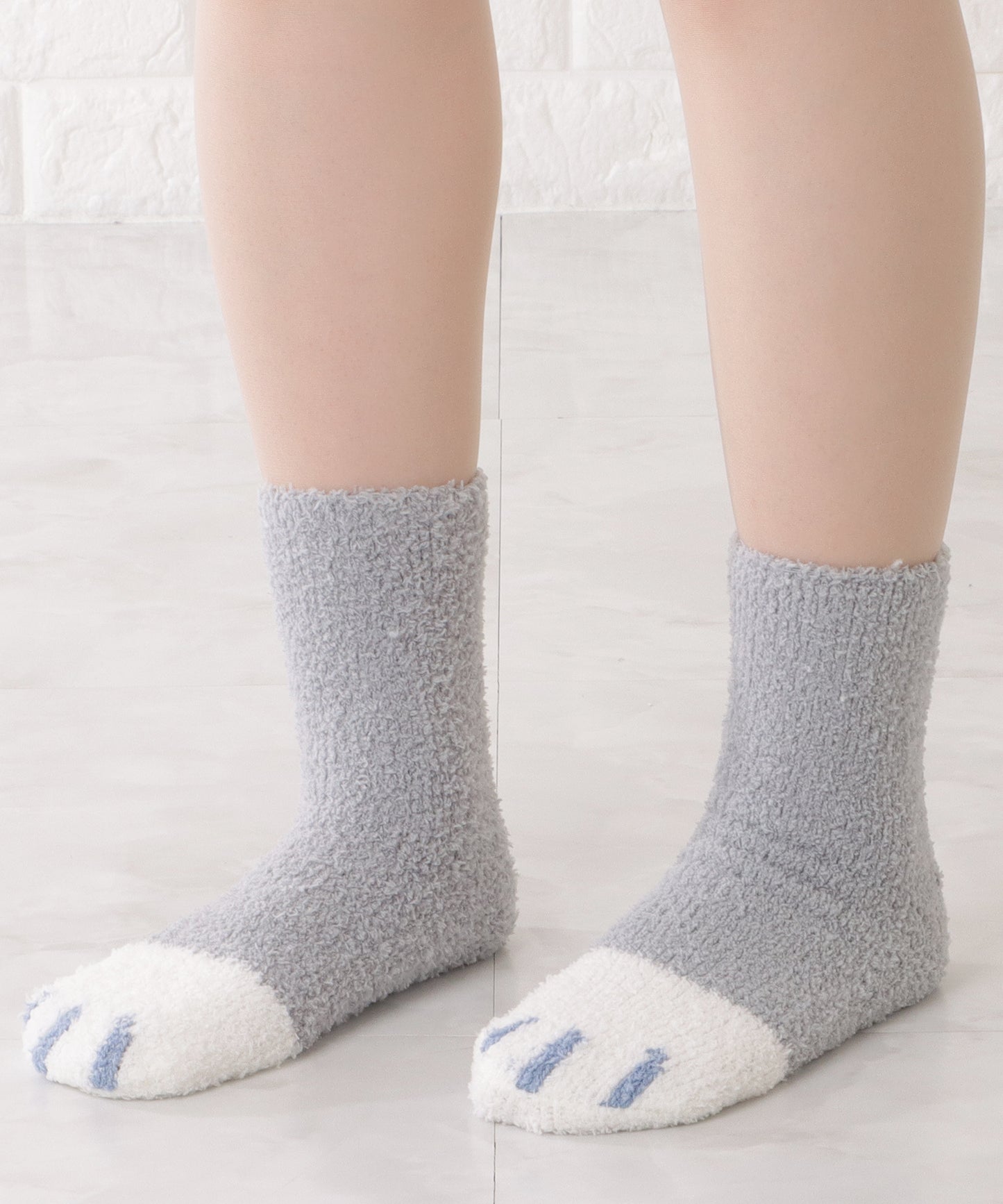 【10足セット】猫足デザインふわもちルームソックス
