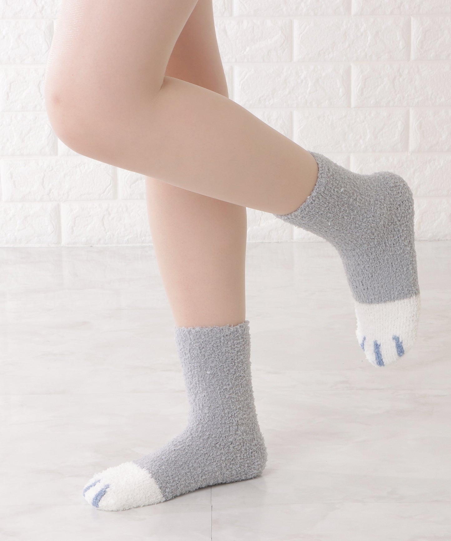 【10足セット】猫足デザインふわもちルームソックス