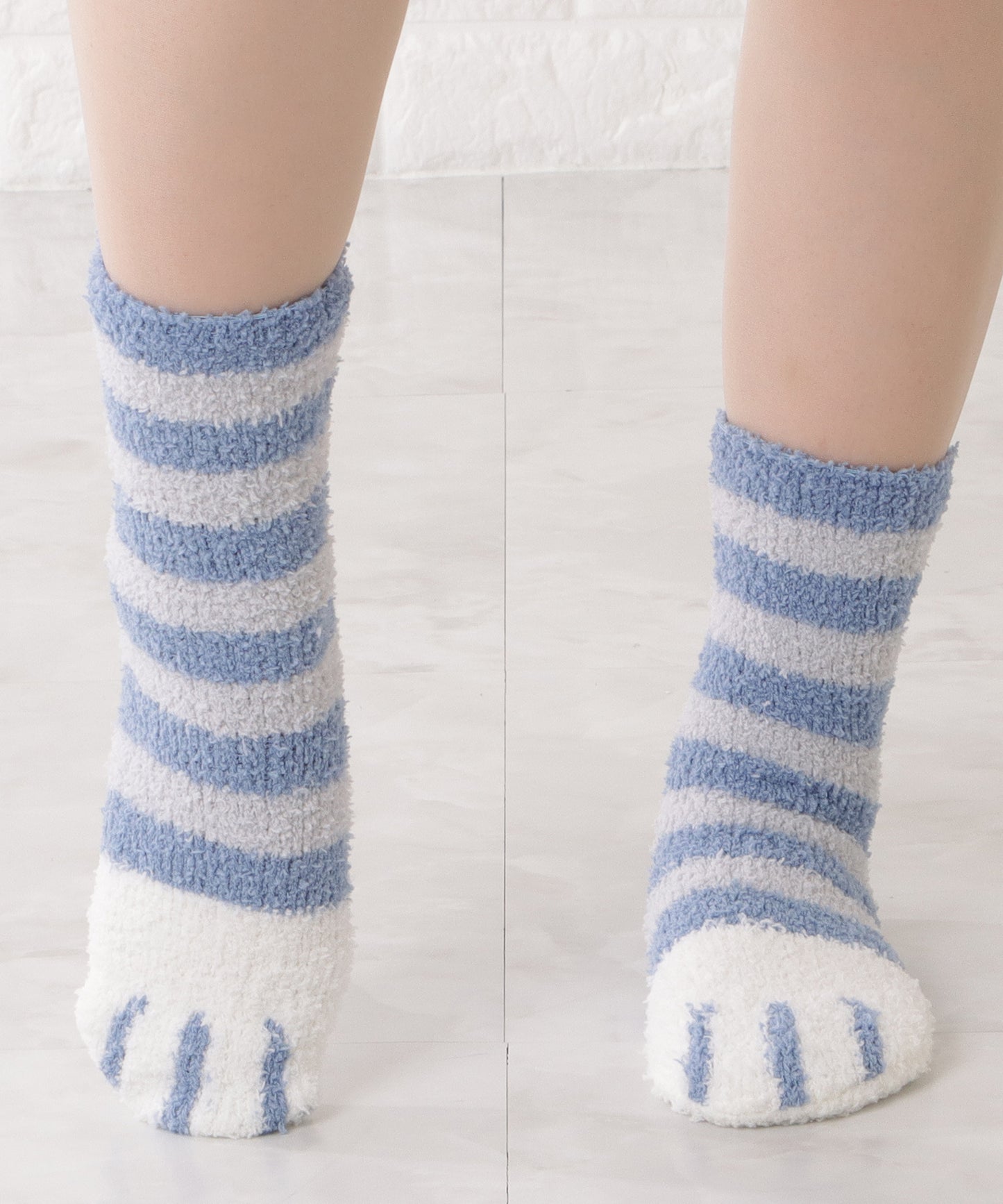 【10足セット】猫足デザインふわもちルームソックス