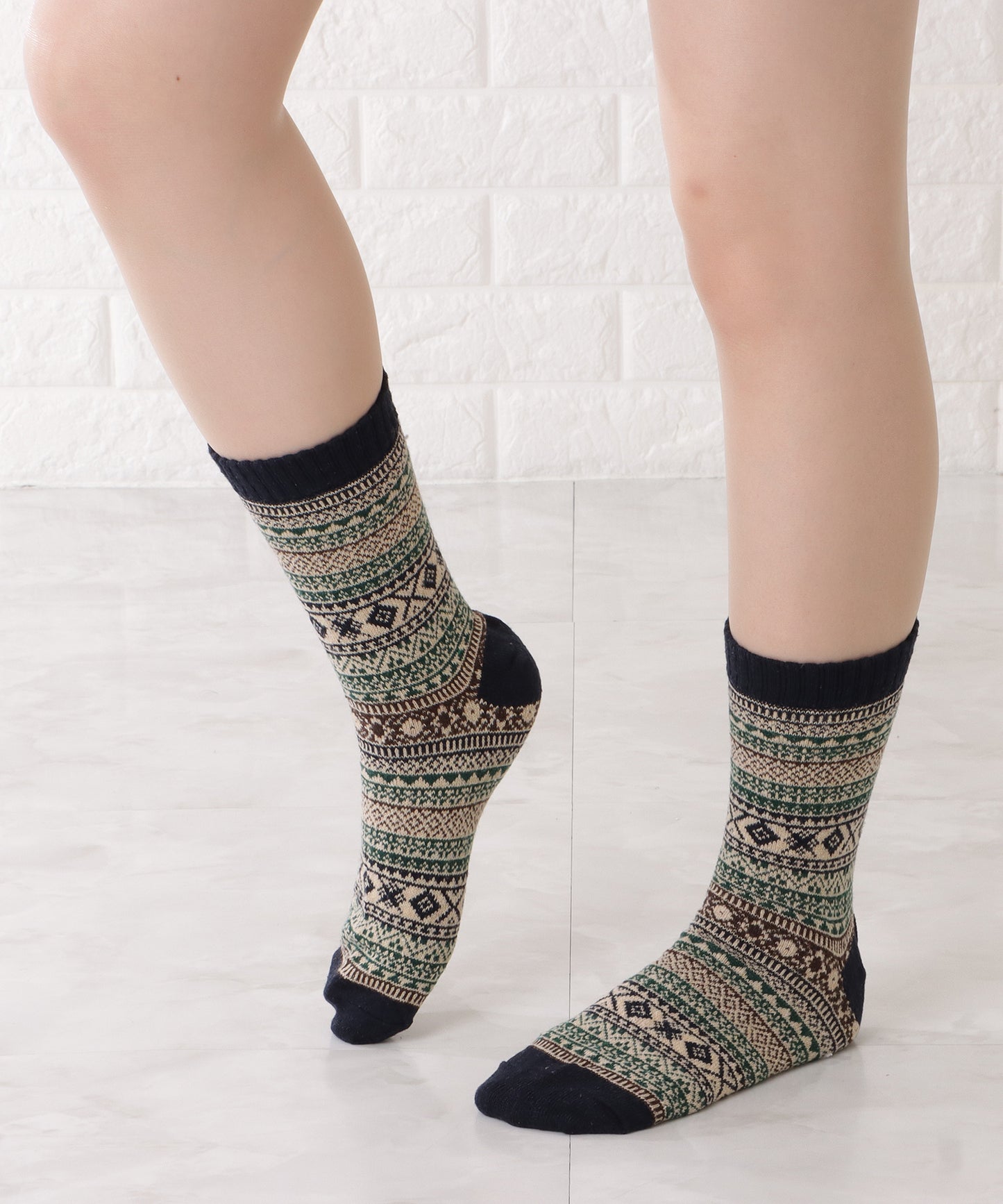 【10足セット】トライバル柄ショート丈カラーソックス