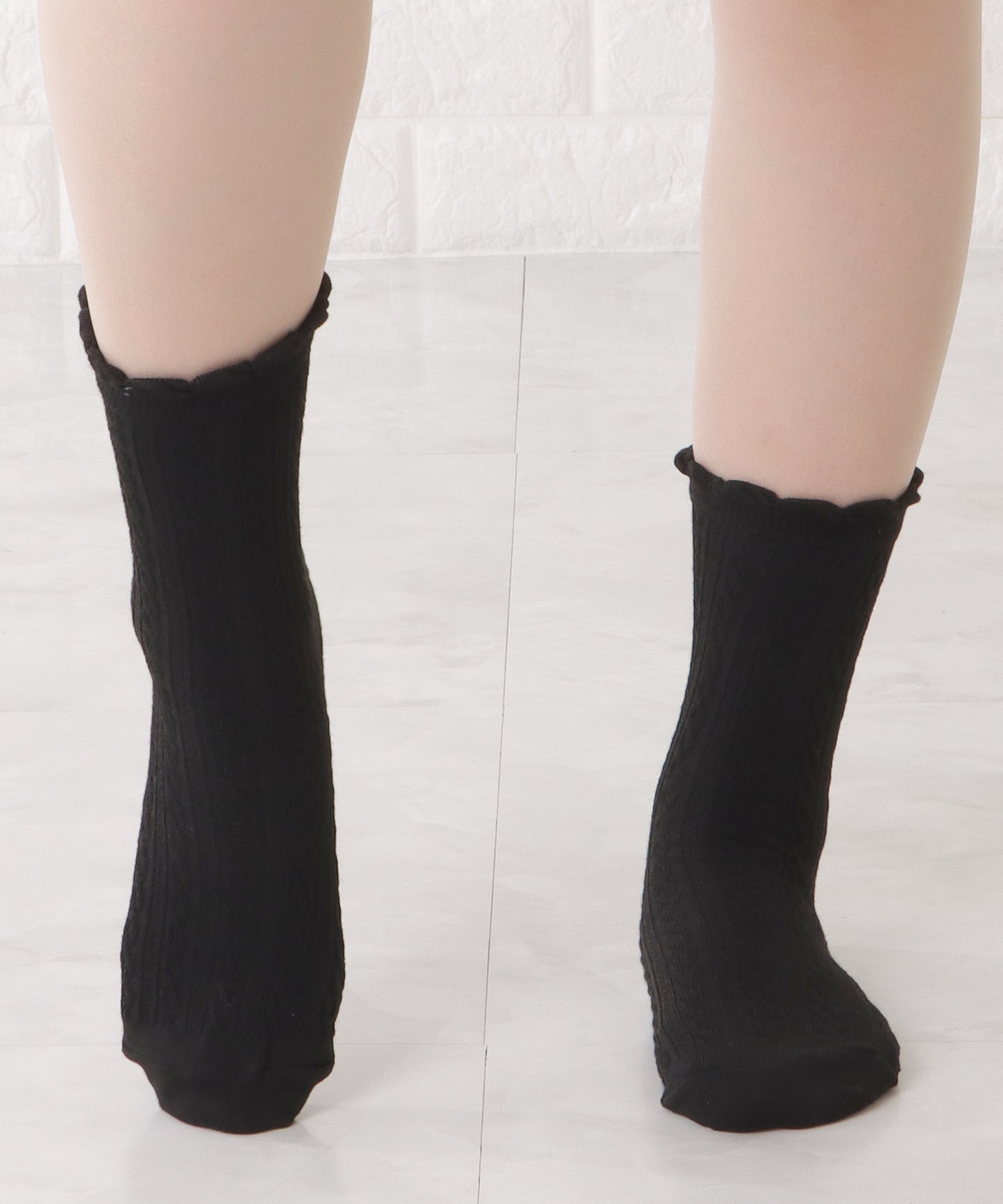 【10足セット】ケーブル柄くしゅデザインショート丈ソックス