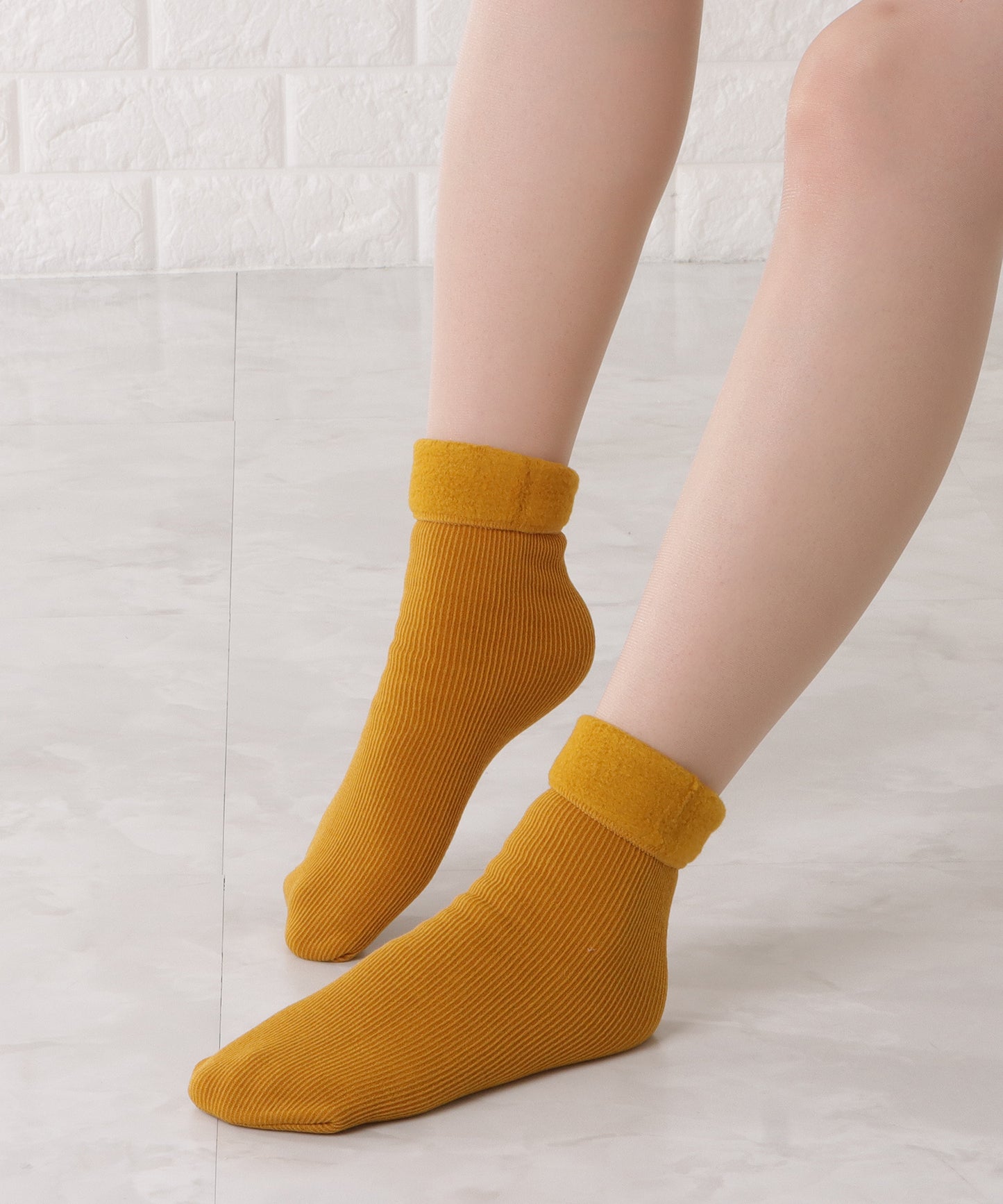 【10足セット】シンプルカラーショート丈裏起毛ソックス