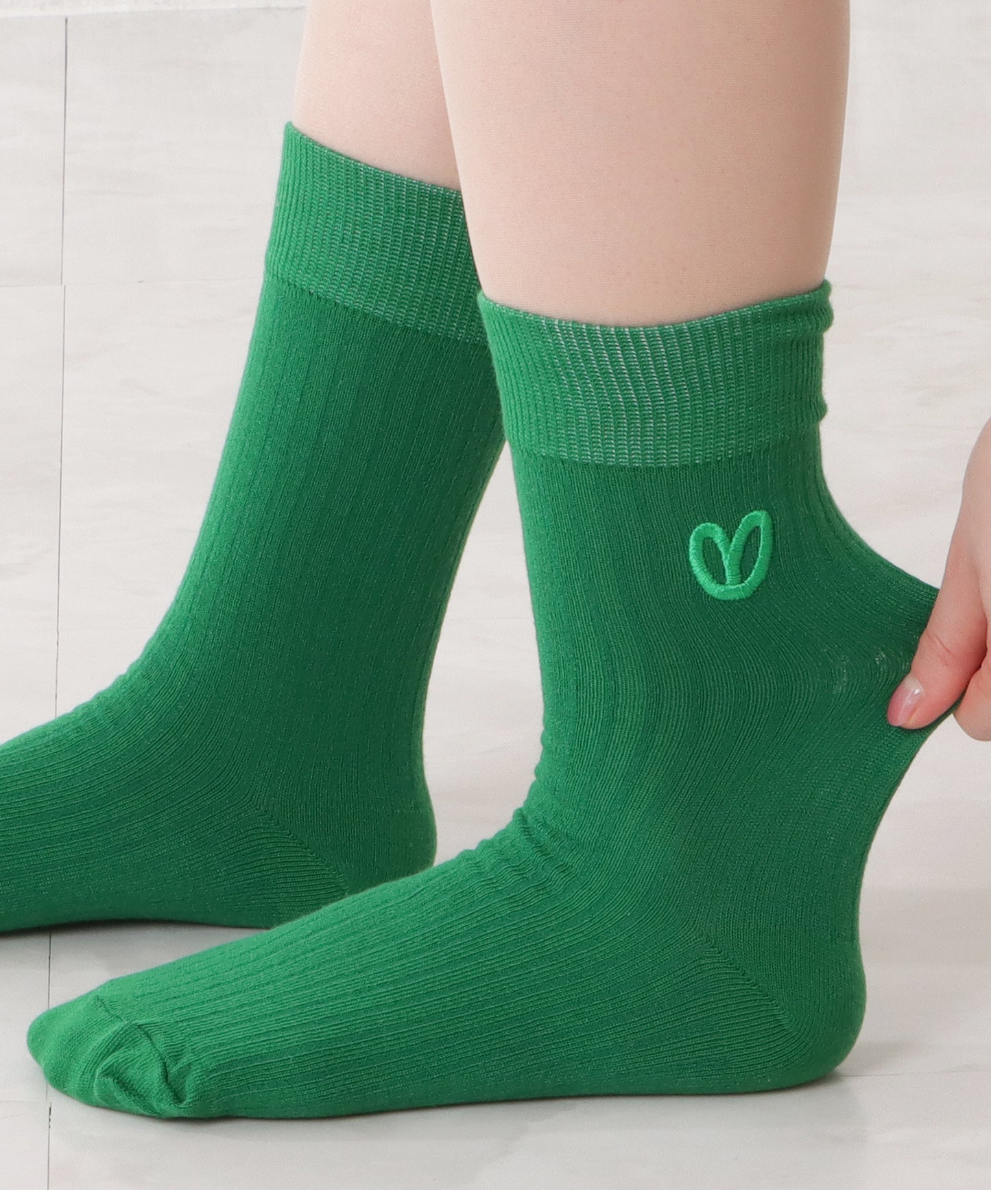 【10足セット】ハート刺繍ショート丈リブソックス