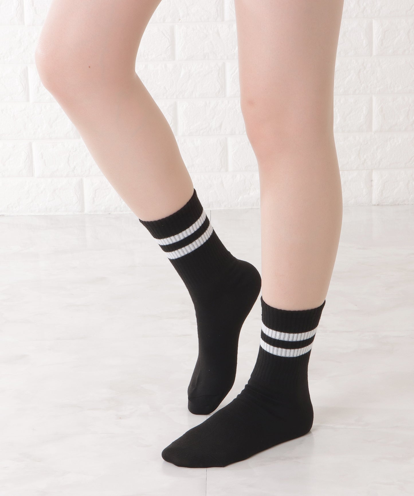 【10足セット】ショート丈ダブルラインリブソックス