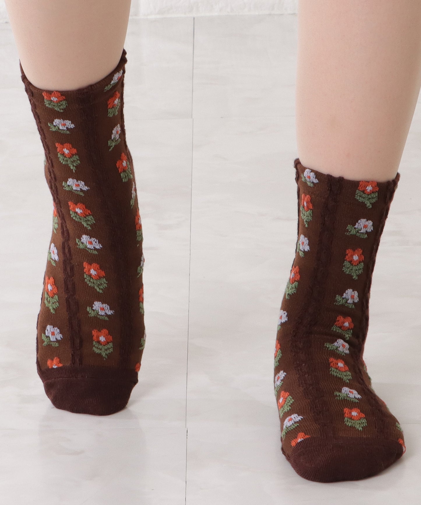 【10足セット】キャラクター柄ショート丈ブラウンソックス