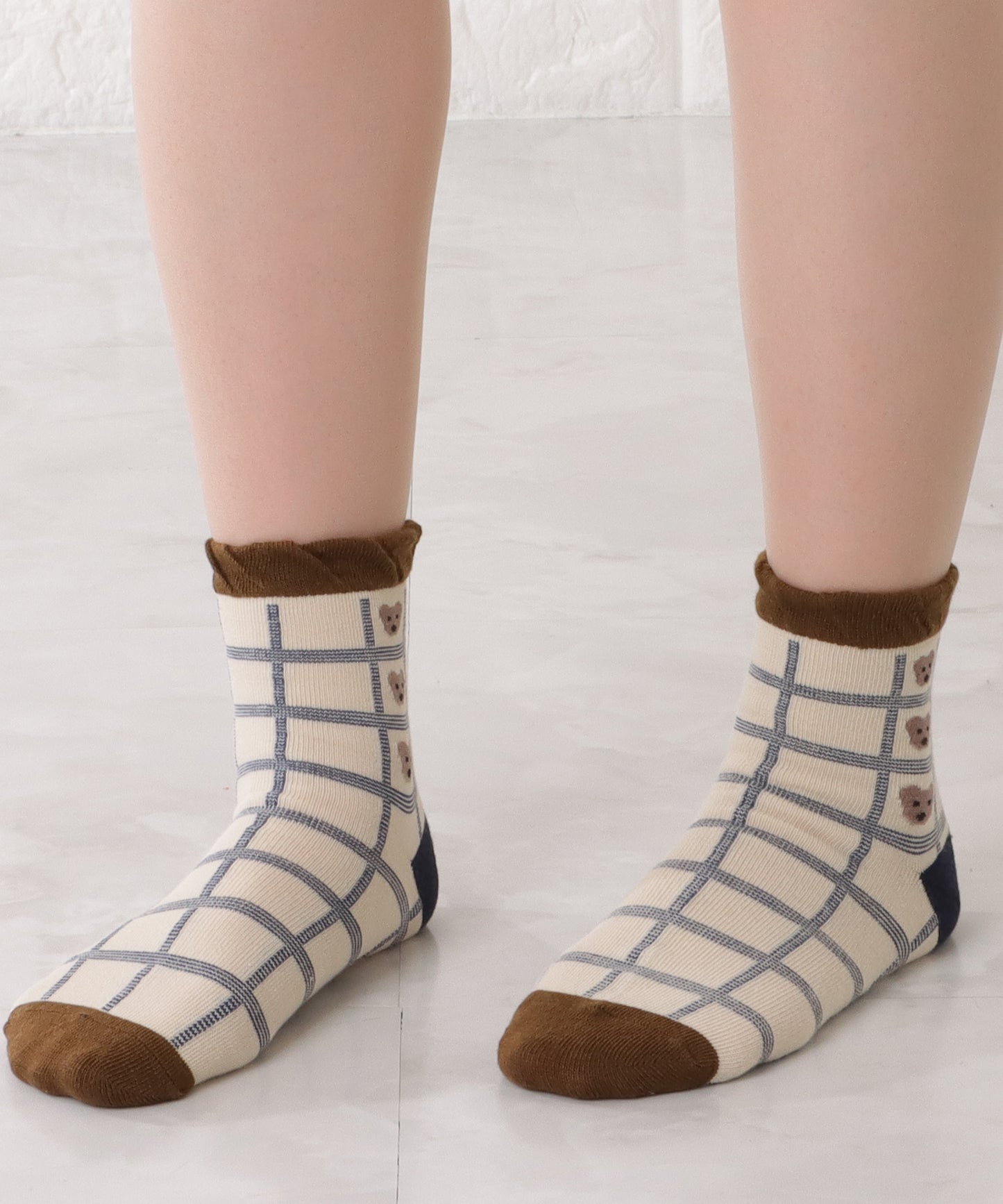 【10足セット】キャラクター柄ショート丈ブラウンソックス