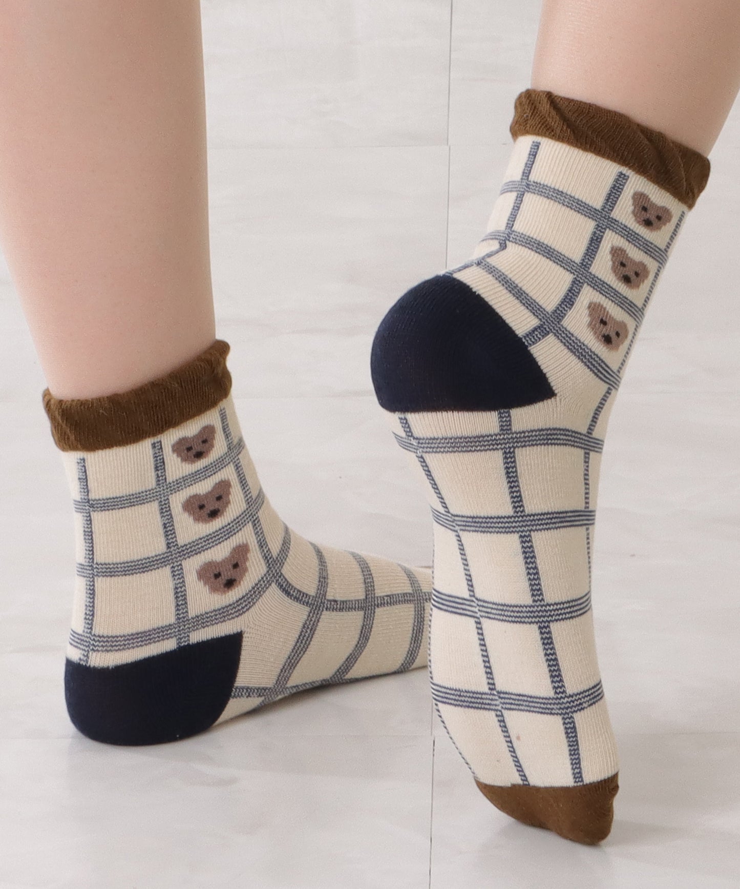 【10足セット】キャラクター柄ショート丈ブラウンソックス