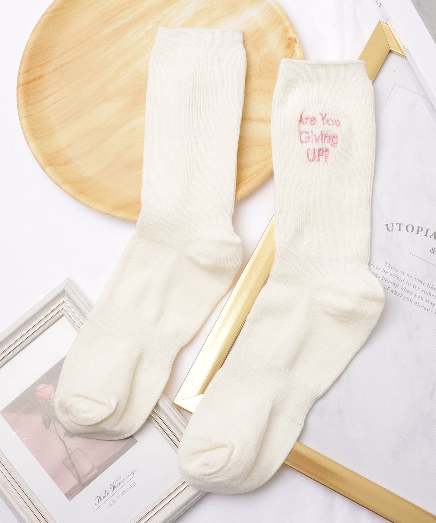 【5足セット】アルファベット刺繍カラーリブソックス