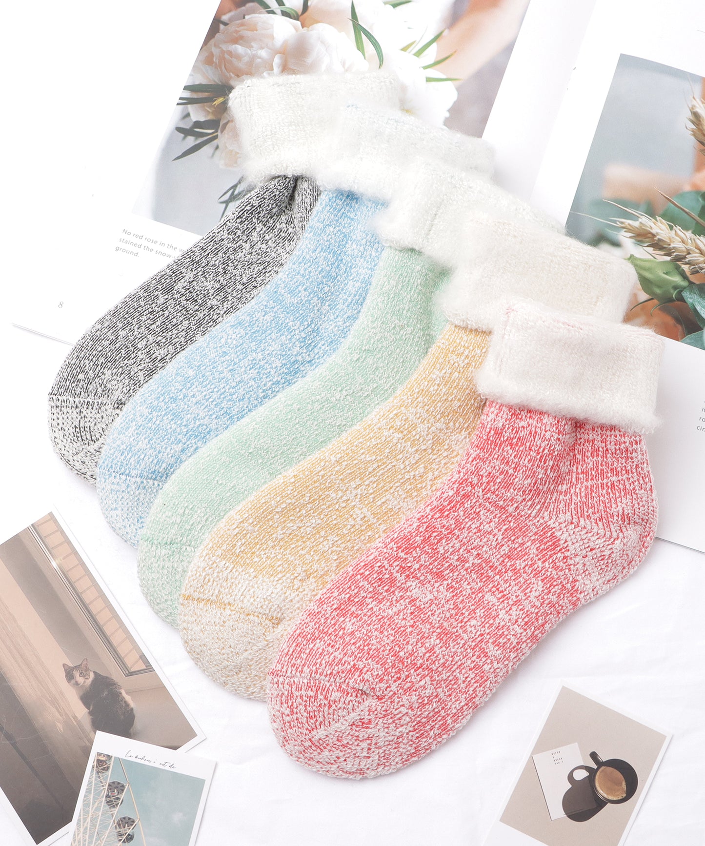 【5足セット】裏起毛ニットショートソックス