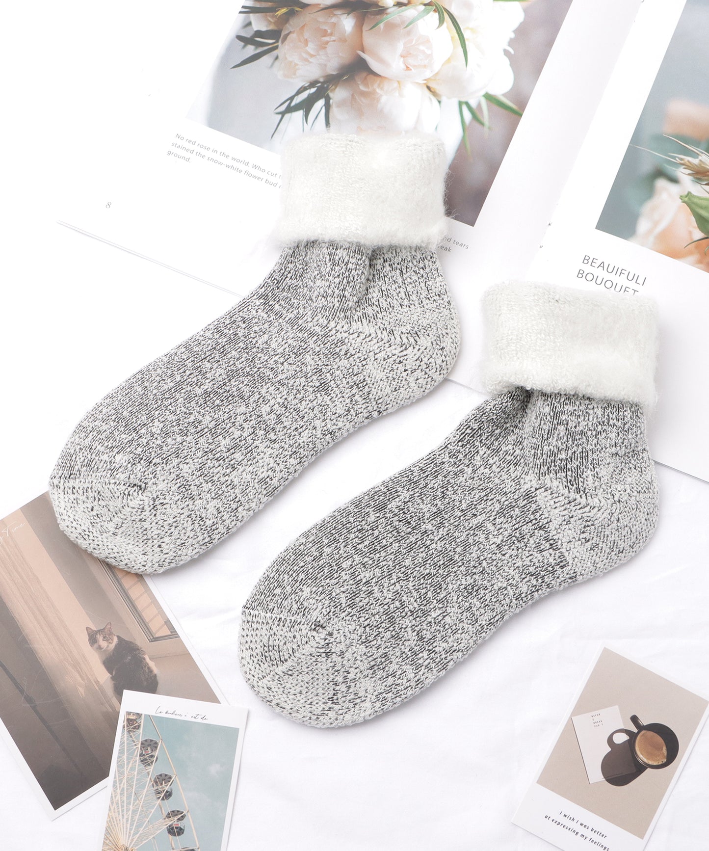 【5足セット】裏起毛ニットショートソックス